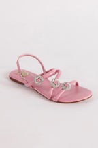 Baby Pink Crystal Strap Flats