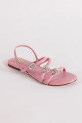 Baby Pink Crystal Strap Flats