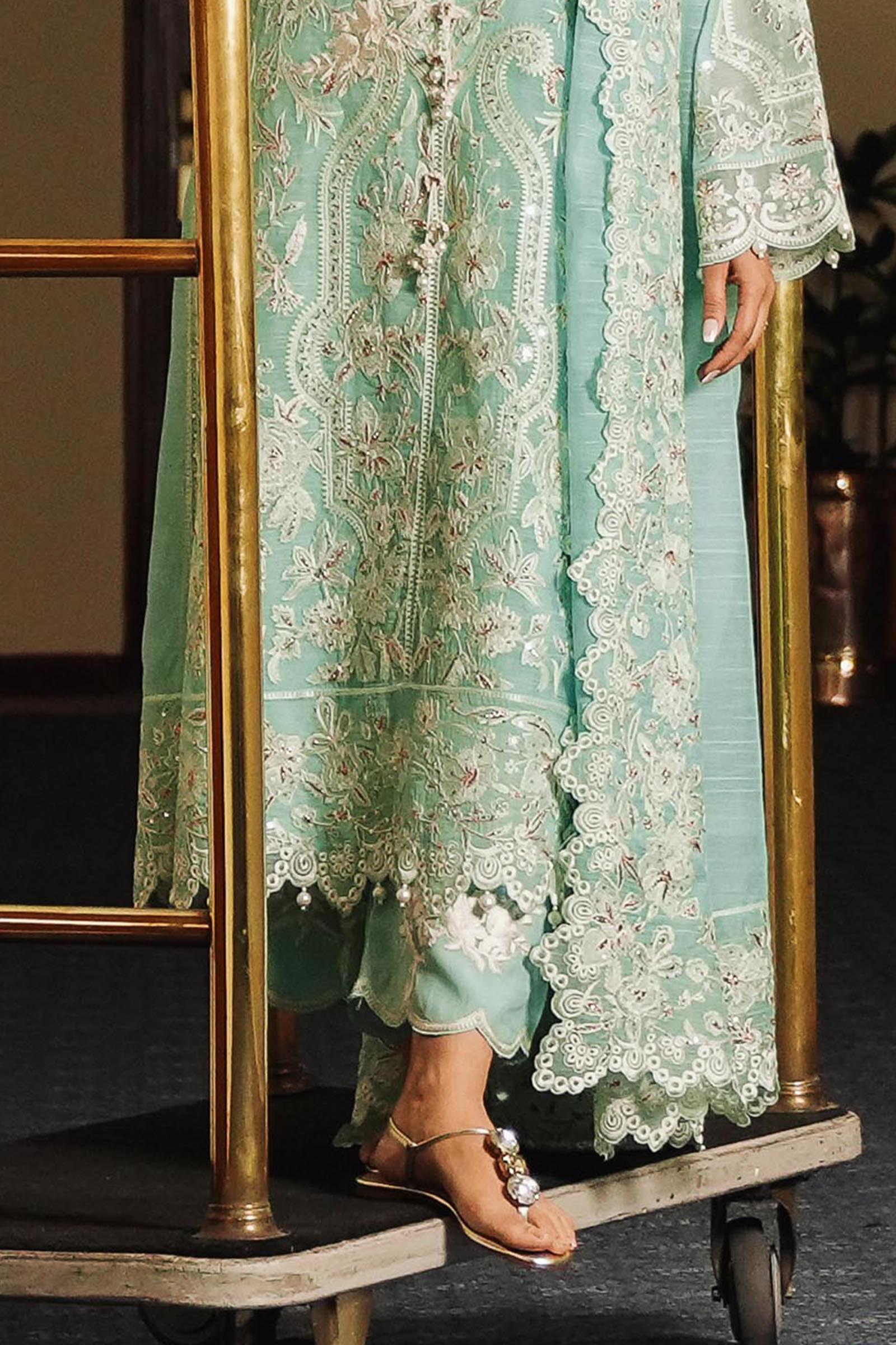 Stitched Embroidered Raw Silk Culotte Main image