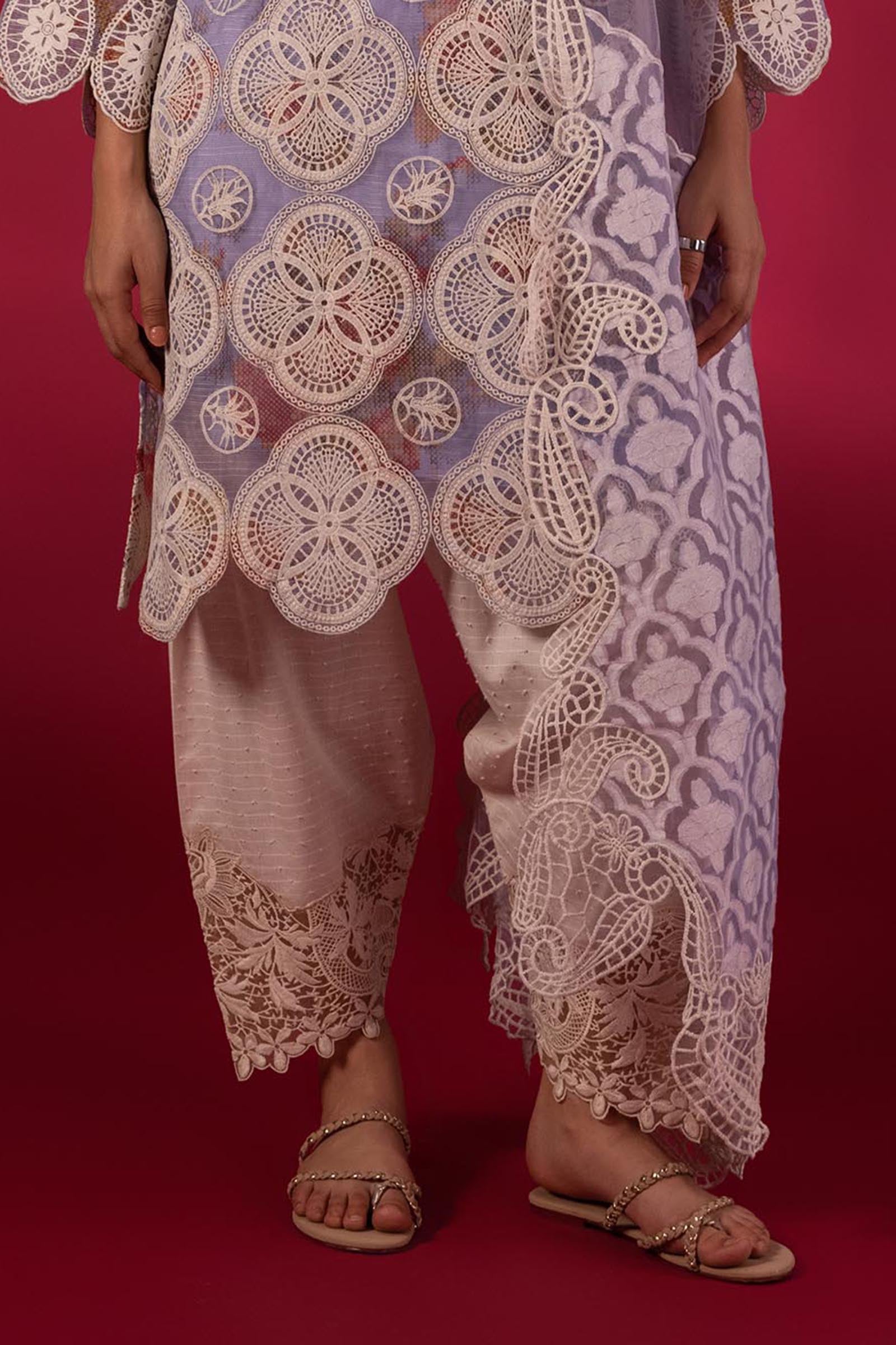 Stitched Embroidered Raw Silk Shalwar Main image