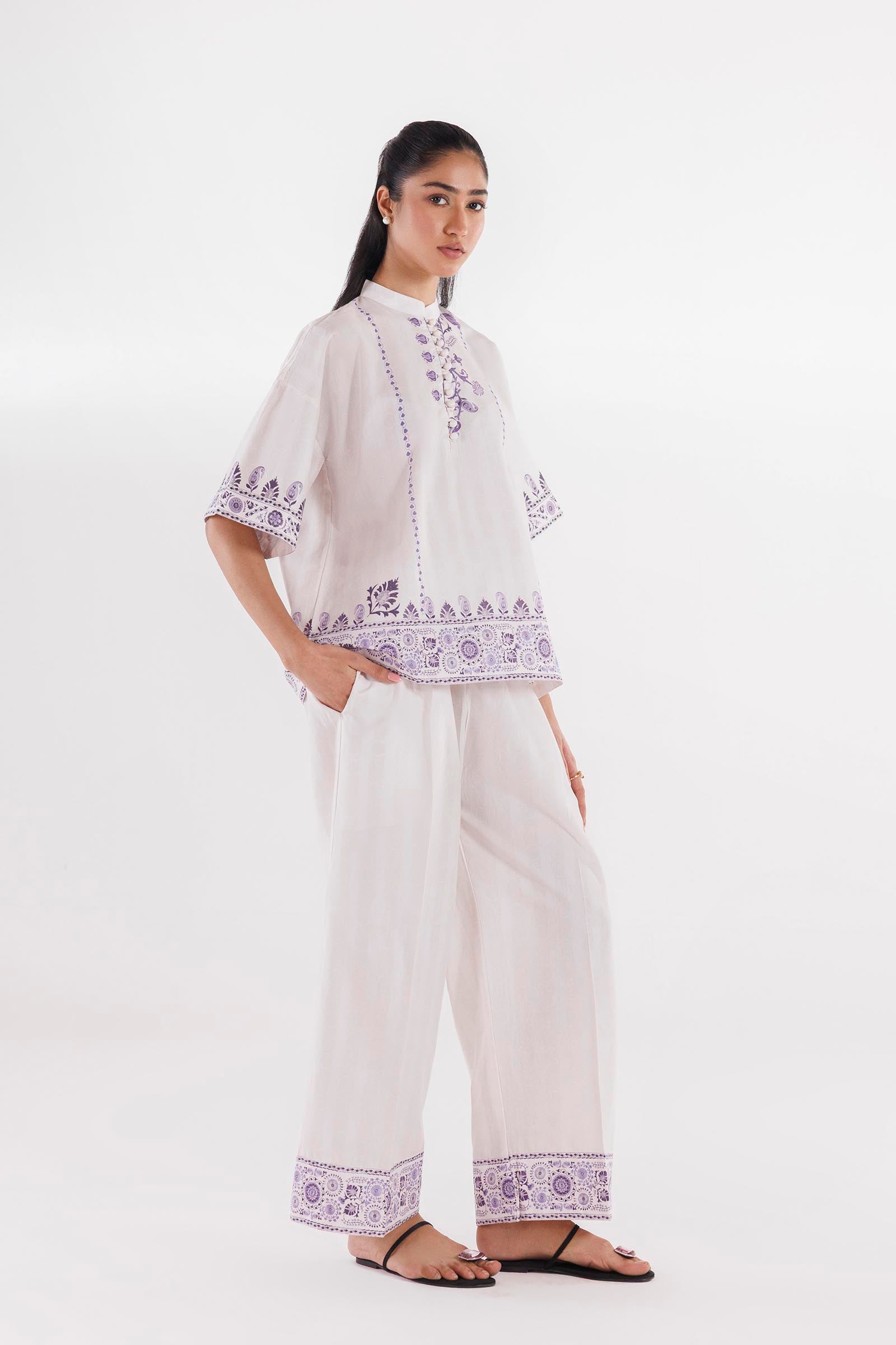 Printed Slub Shirt + Culotte Main image
