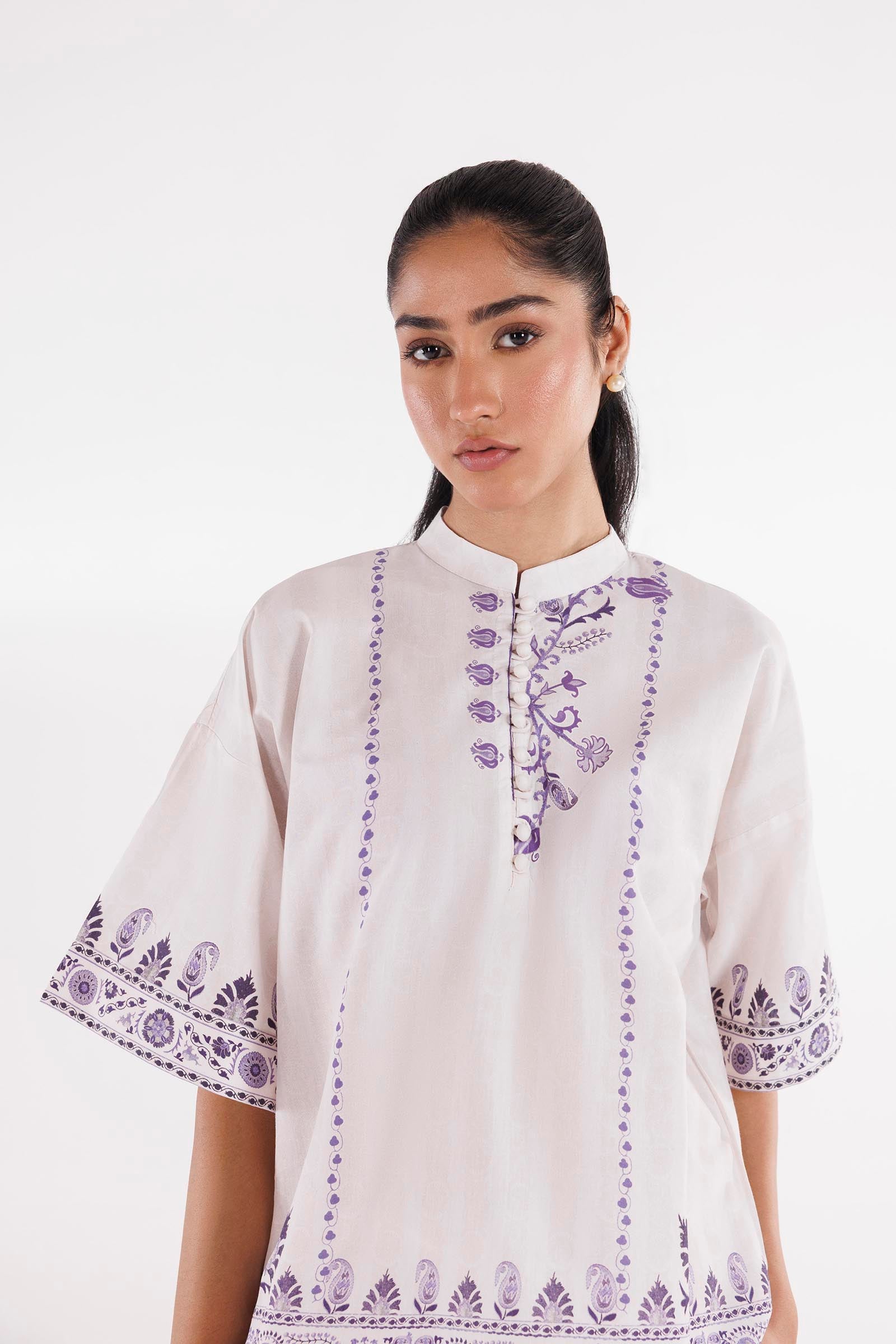 Printed Slub Shirt + Culotte Secondary image