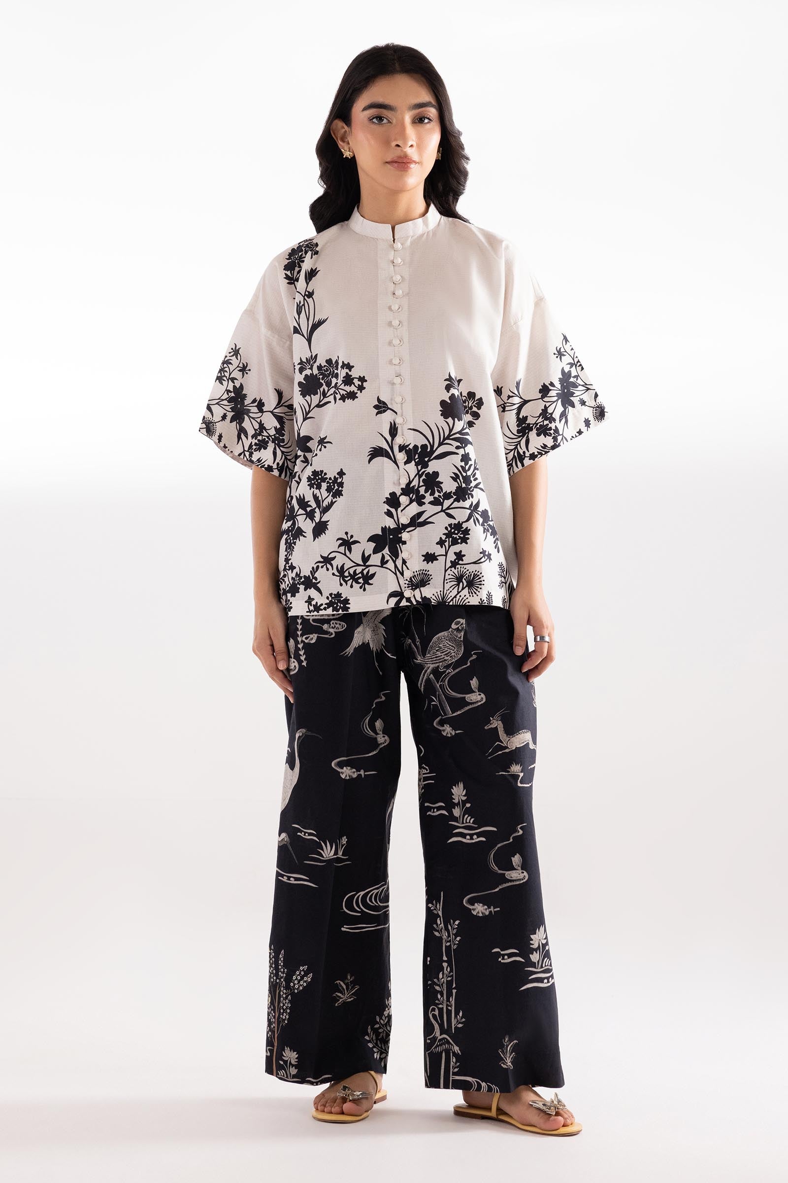 Stitched Printed Linen Shirt + Culotte Main image