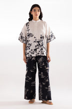 Stitched Printed Linen Shirt + Culotte