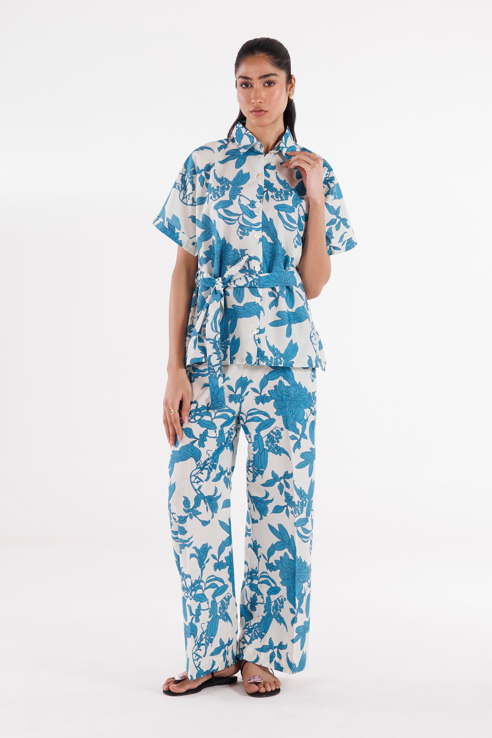 Printed Slub Shirt + Culotte Main image