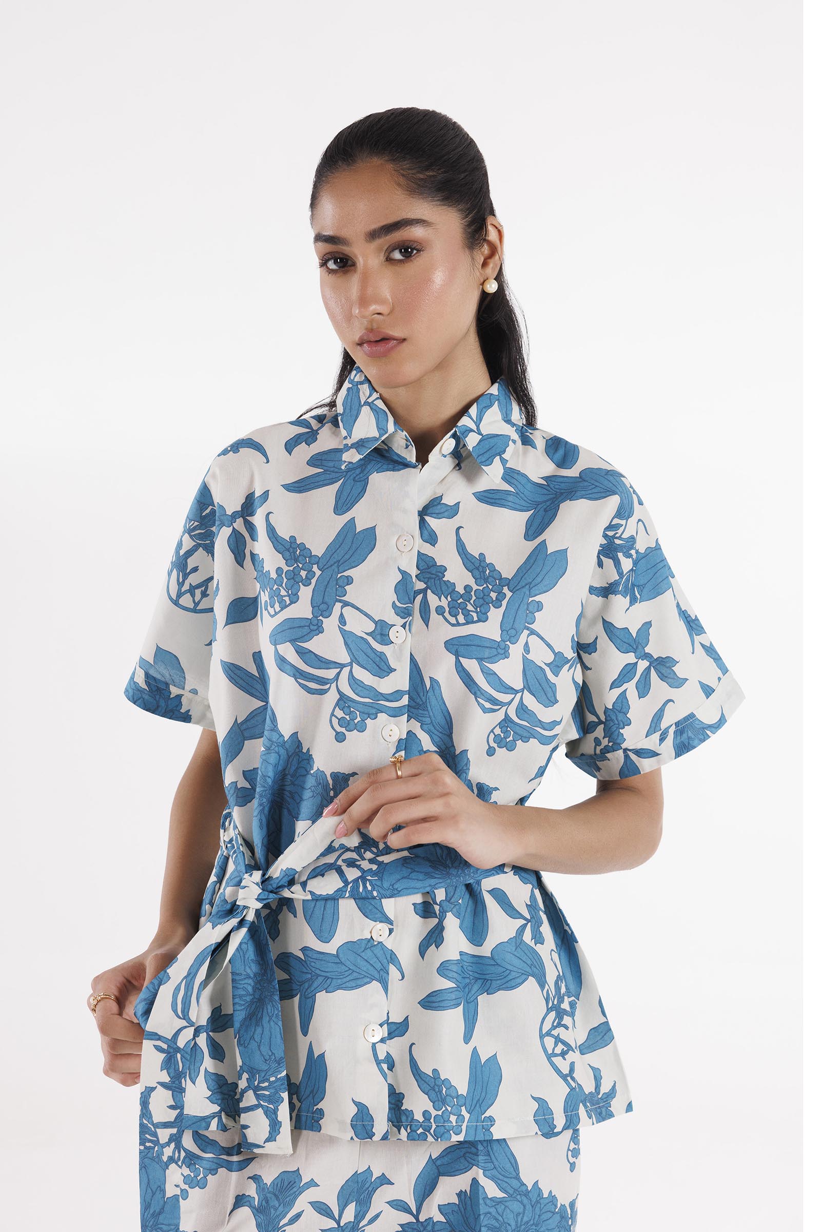 Printed Slub Shirt + Culotte Secondary image