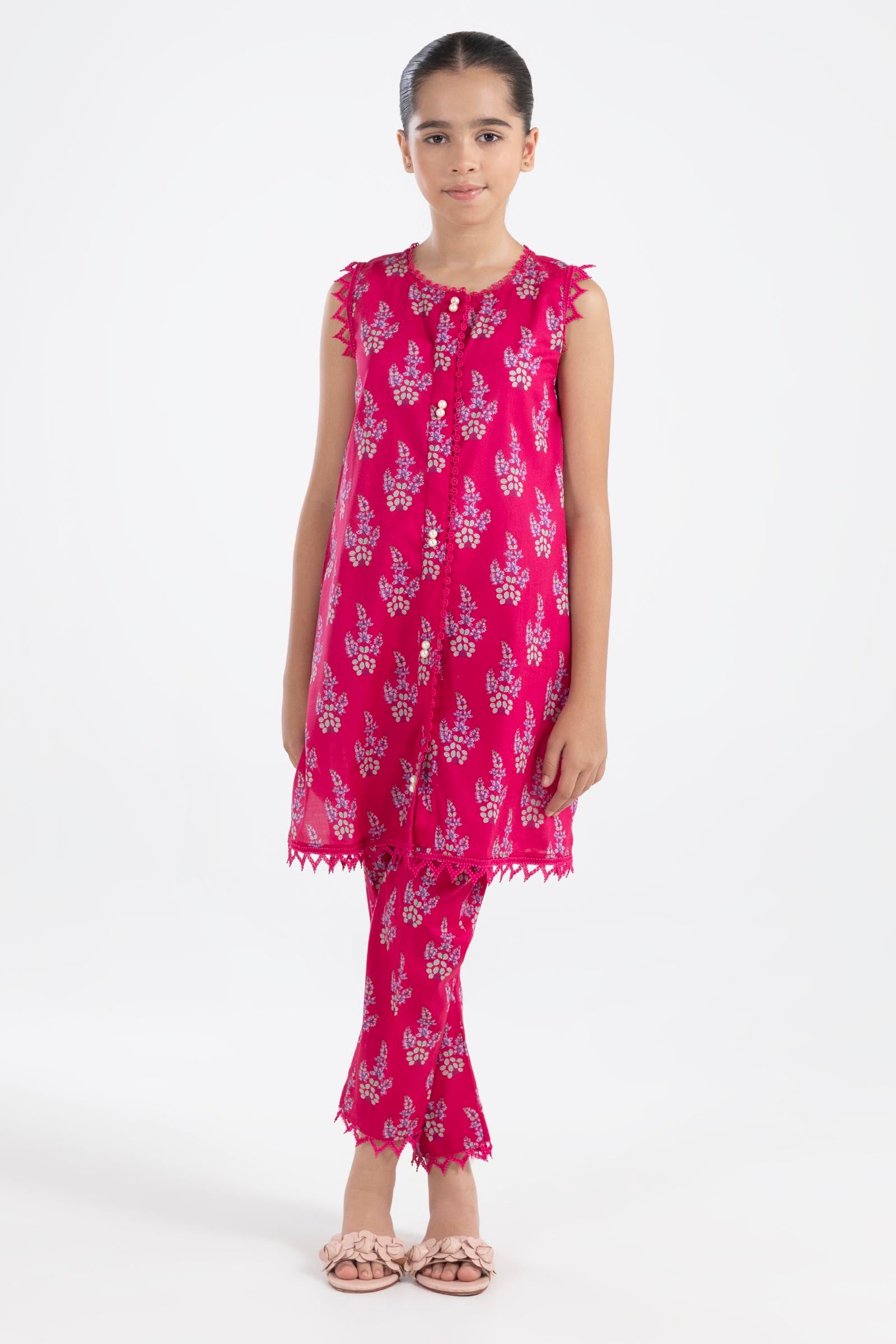 Stitched Kids Dark Pink Printed Top Main image