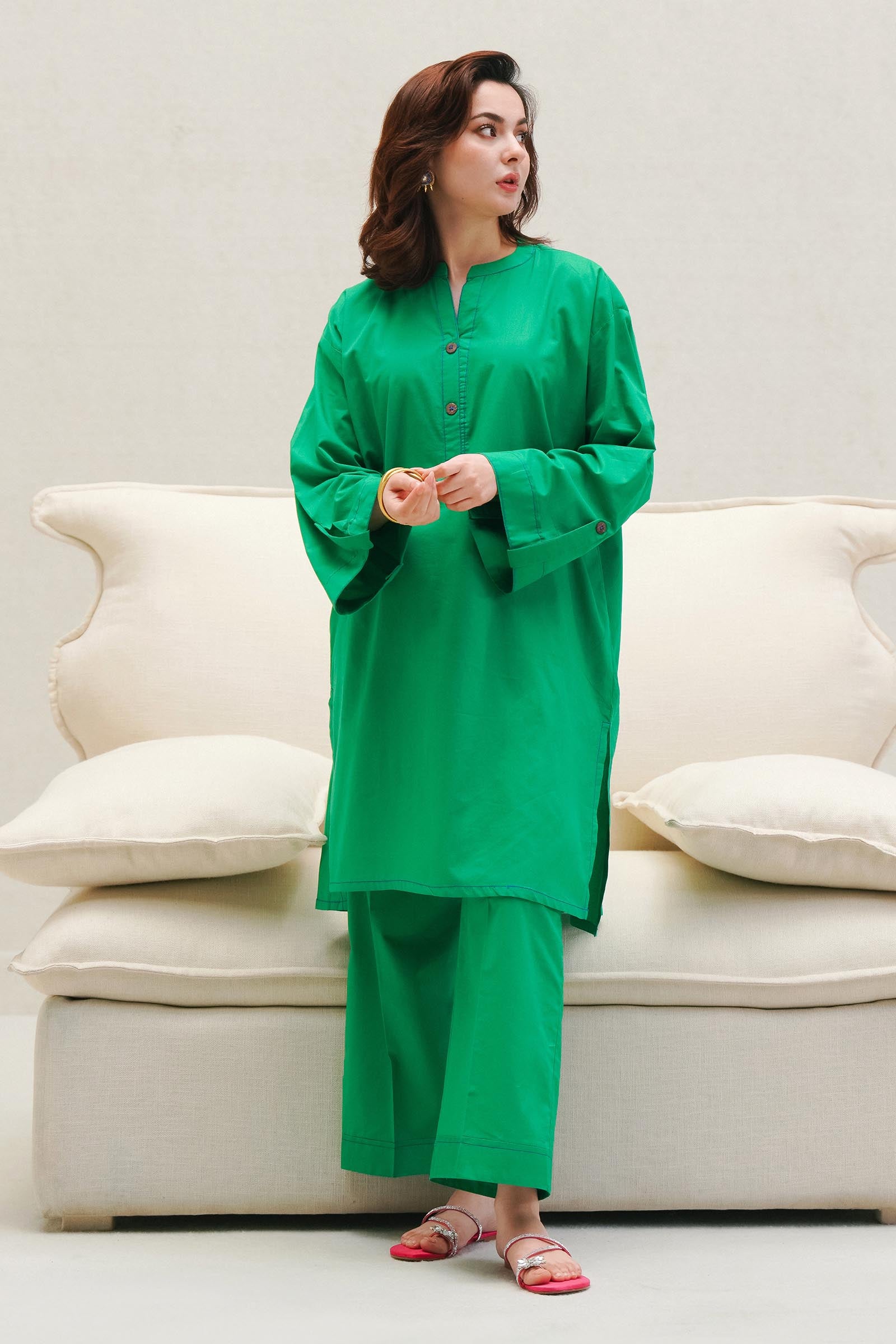 Stitched Emerald Printed Shirt Main image
