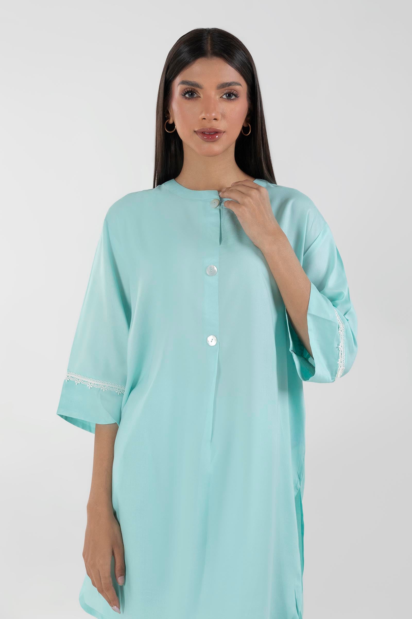 Stitched Blue Printed Shirt + Shalwar Secondary image