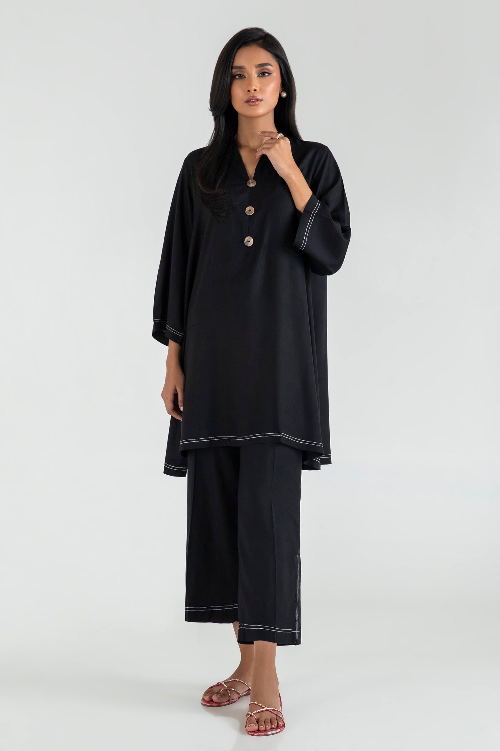 Stitched Black Printed Shirt