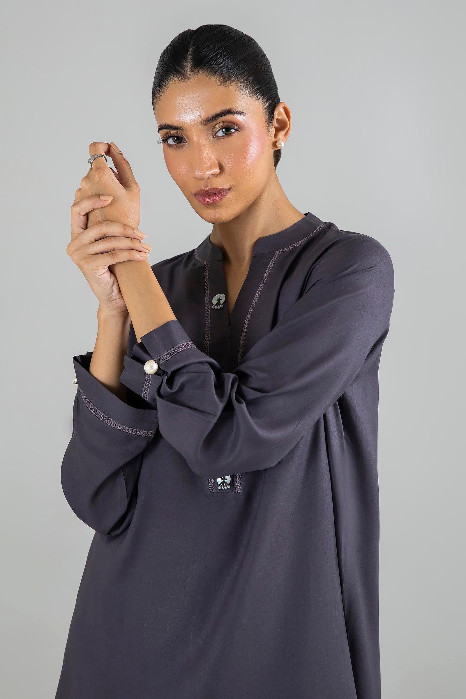 Stitched Grey Printed Shirt Secondary image