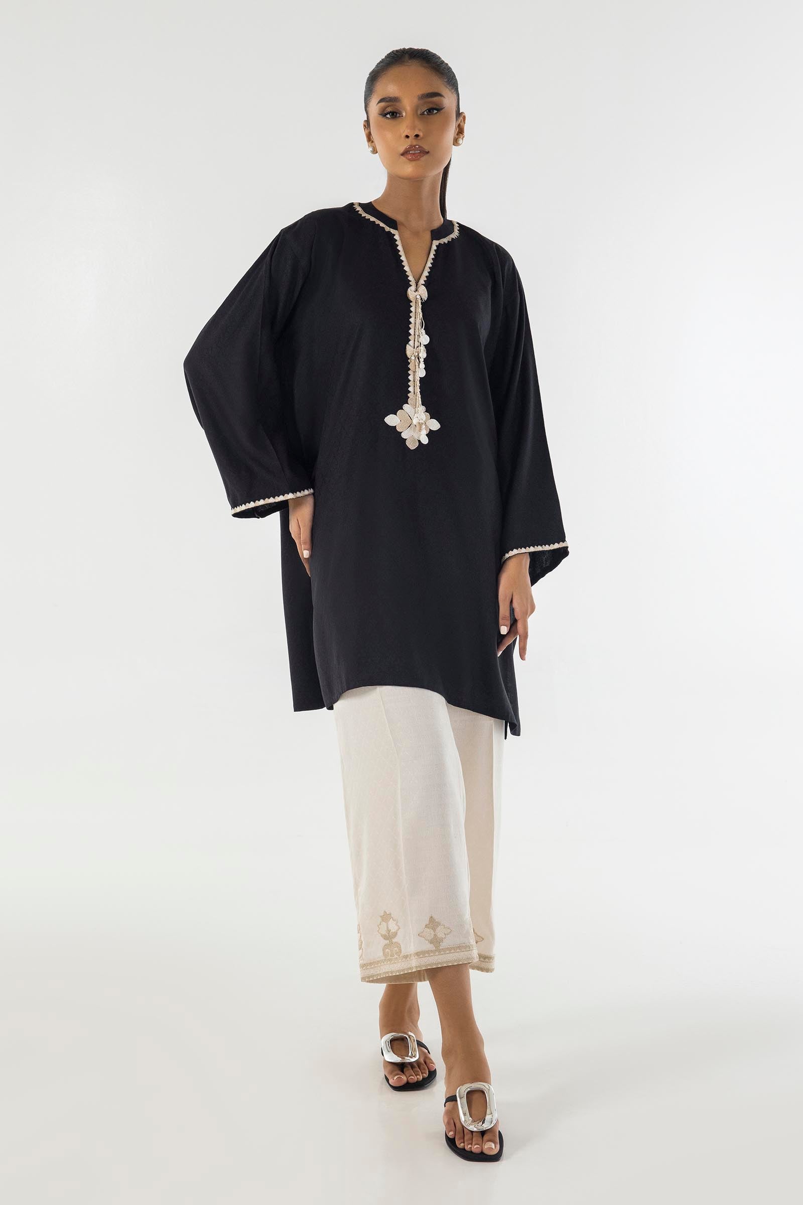 Stitched Embroidered Boxy Shirt
