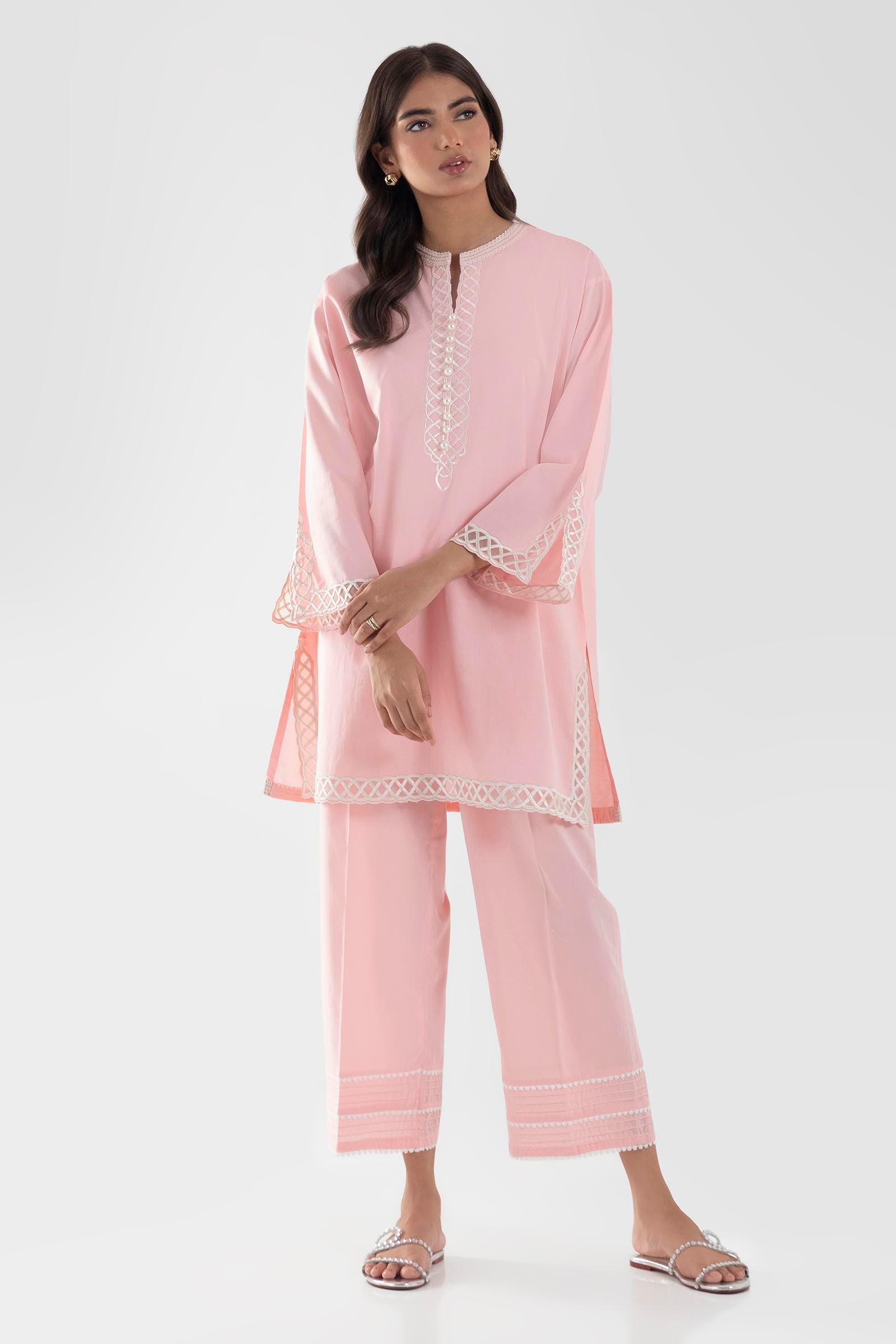 Stitched Pink Embroidered Shirt