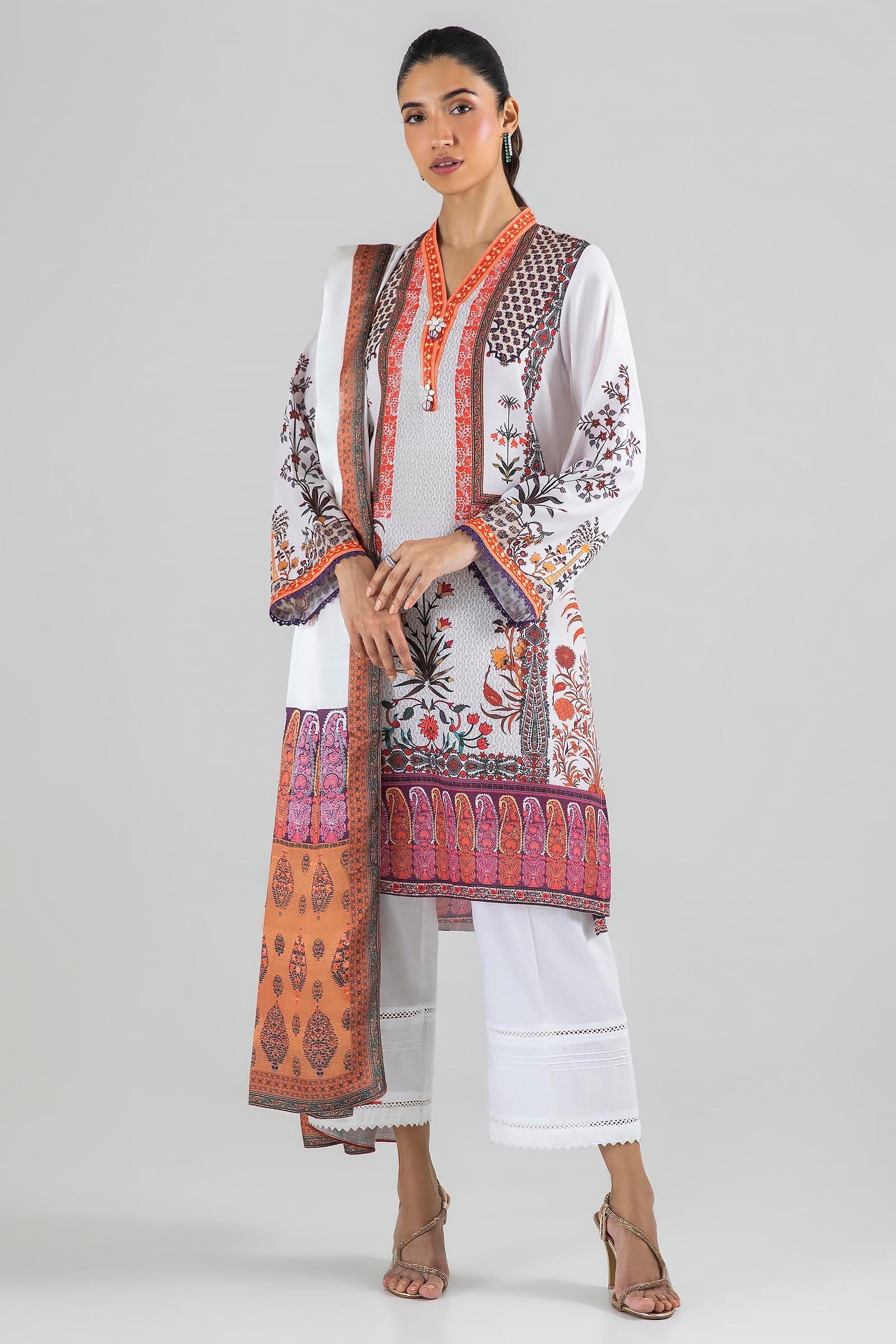 Stitched Multi Printed Shirt + Dupatta