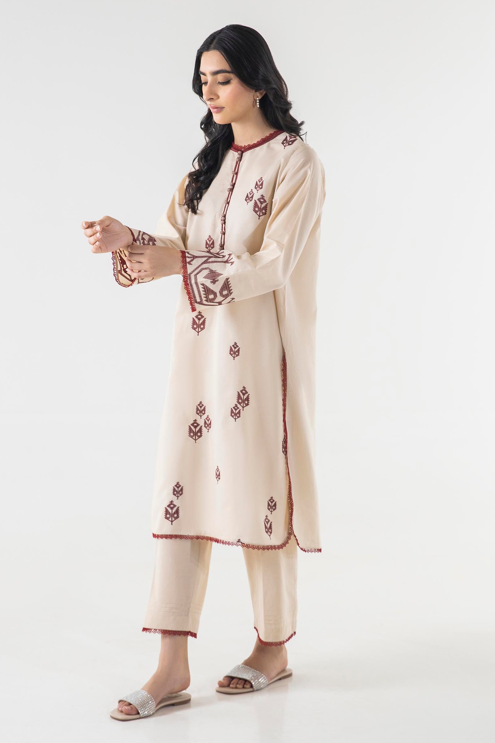 Stitched Beige Basic Shirt + Culotte