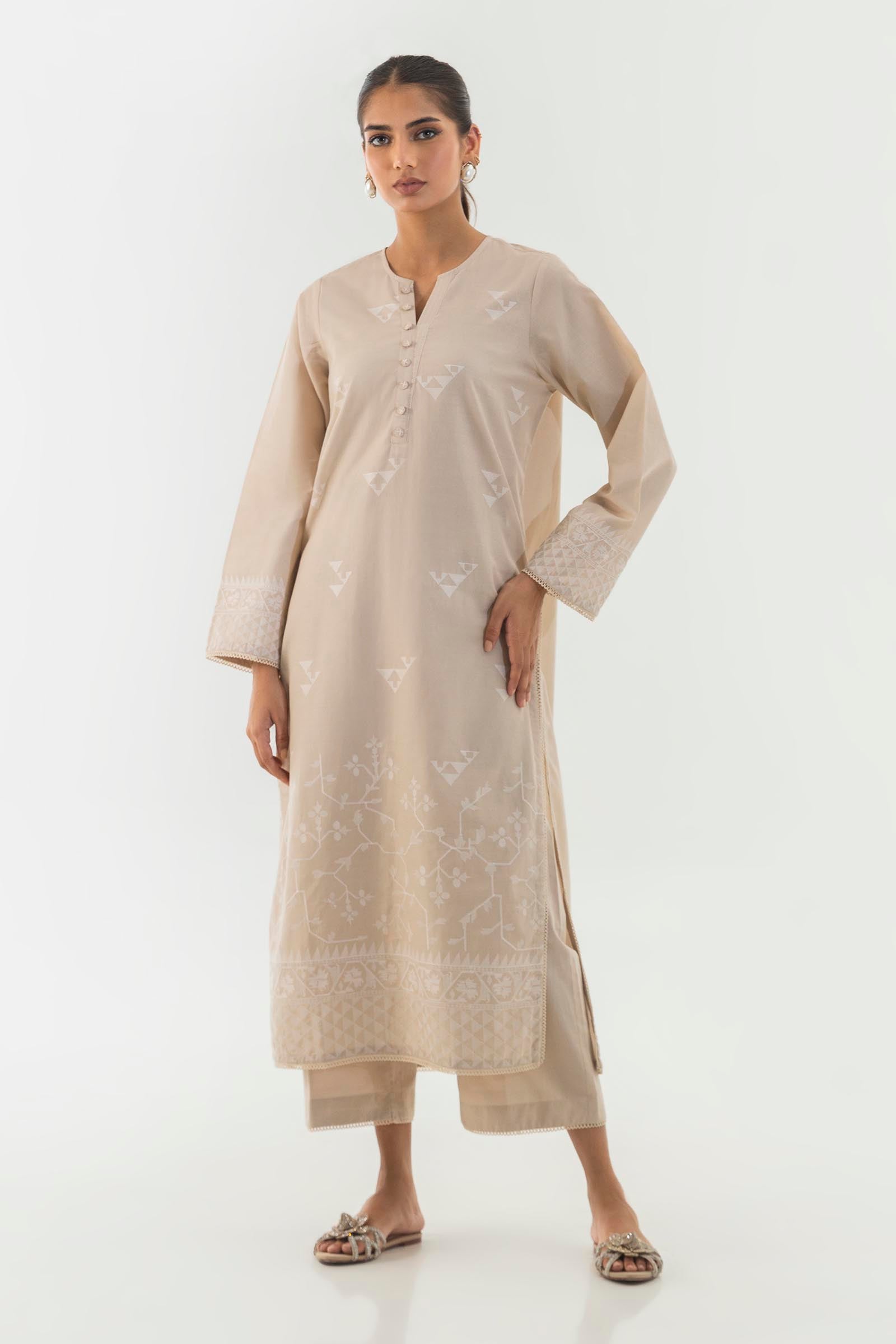 Stitched Beige Basic Shirt + Culotte Main image