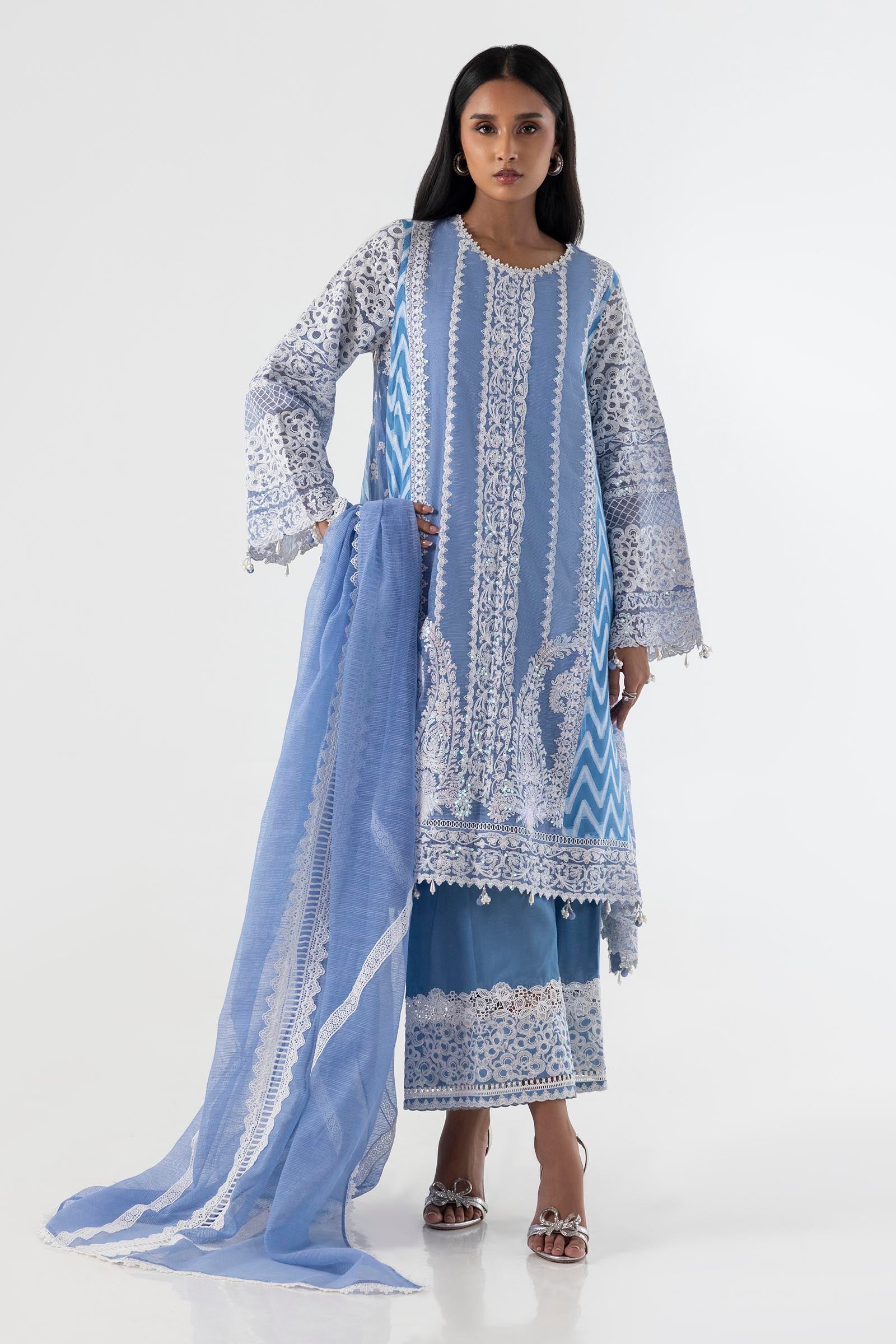 Stitched Embroidered Basic Shirt + Slip + Dupatta Main image