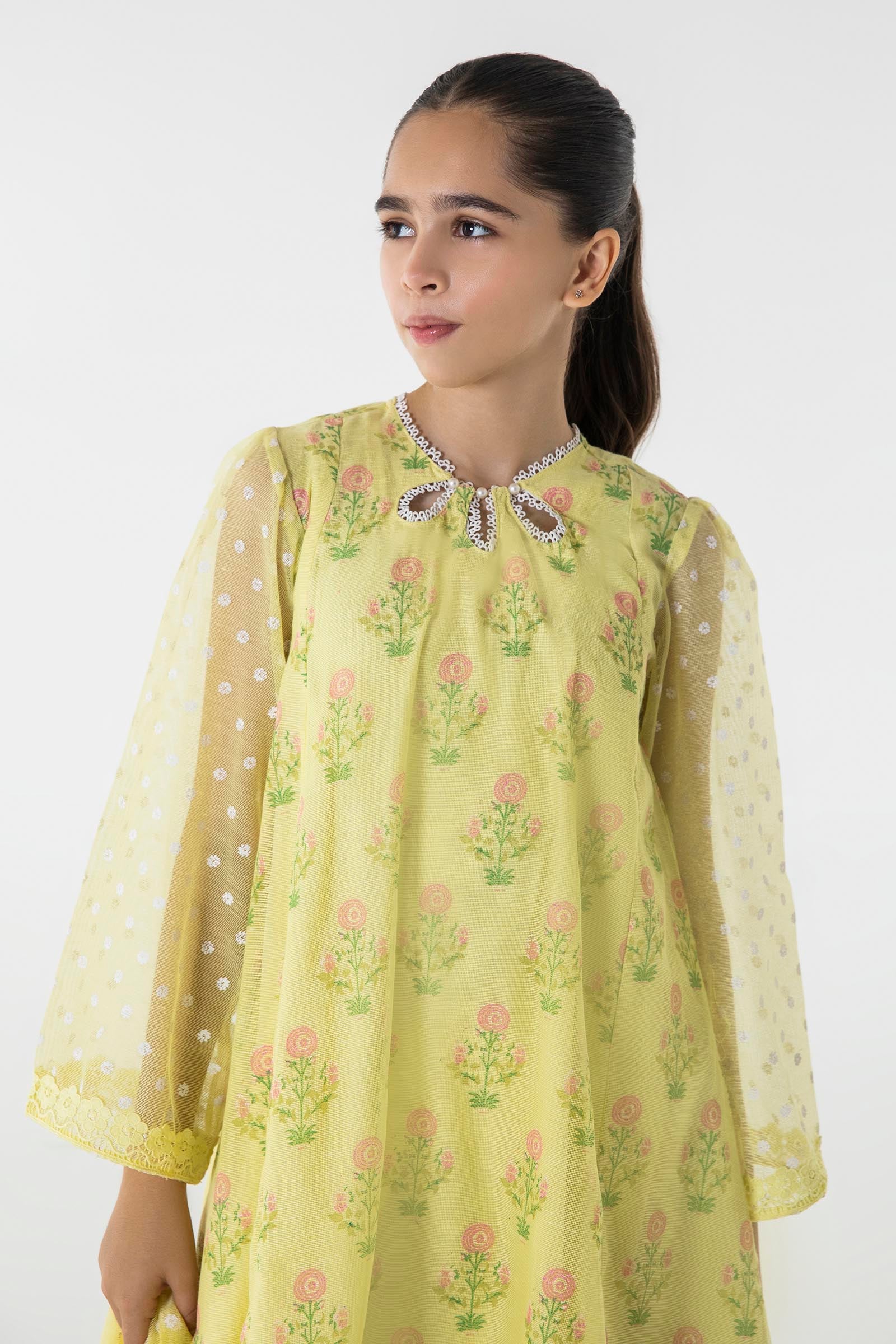 Stitched Kids Yellow Dyed Shirt + Shalwar + Dupatta Secondary image