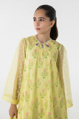 Stitched Kids Yellow Dyed Shirt + Shalwar + Dupatta