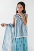 Stitched Kids Blue Embroidered  Shirt + Pant + Dupatta