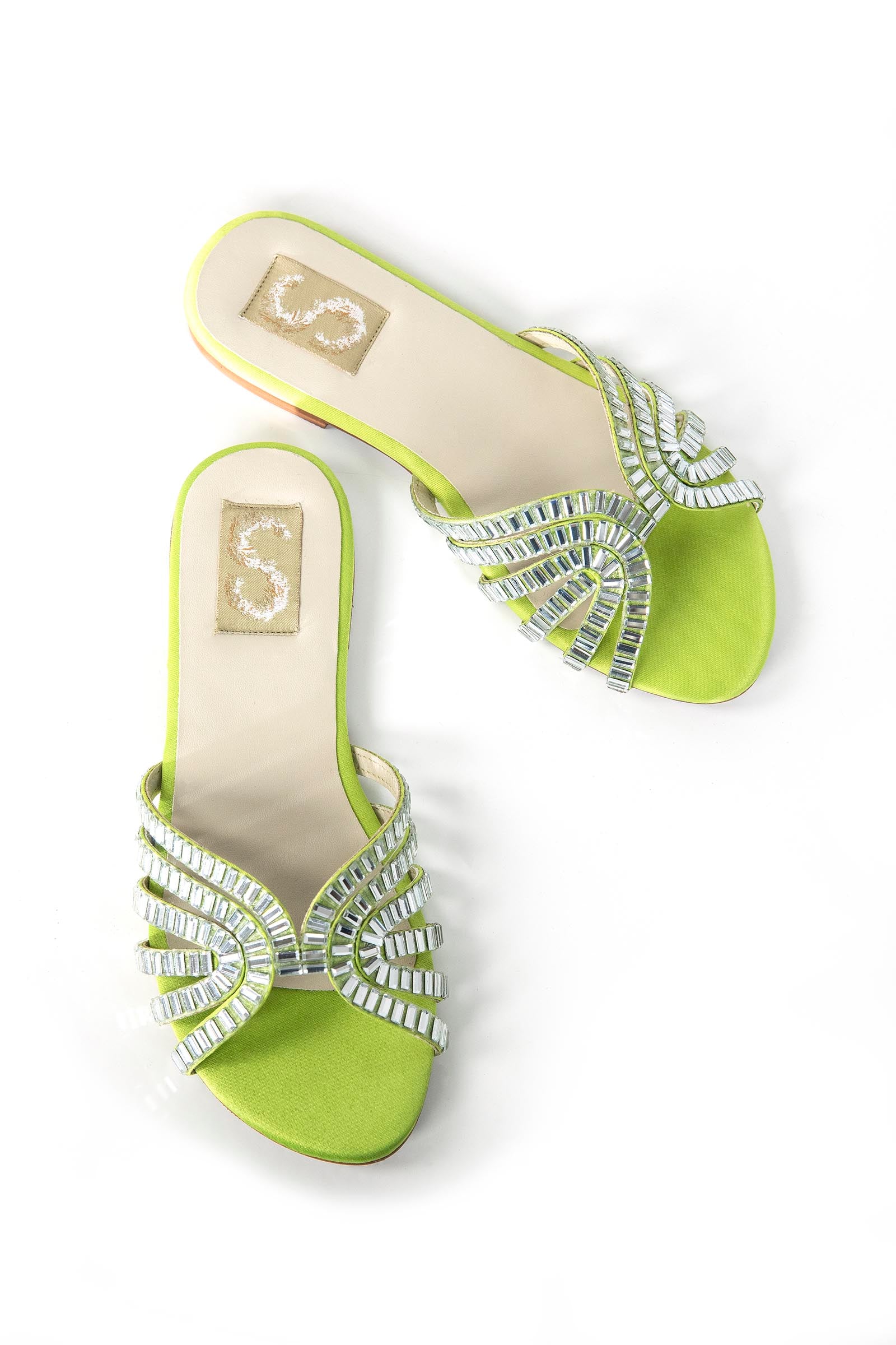Lime Luxe Embellished Slides Main image