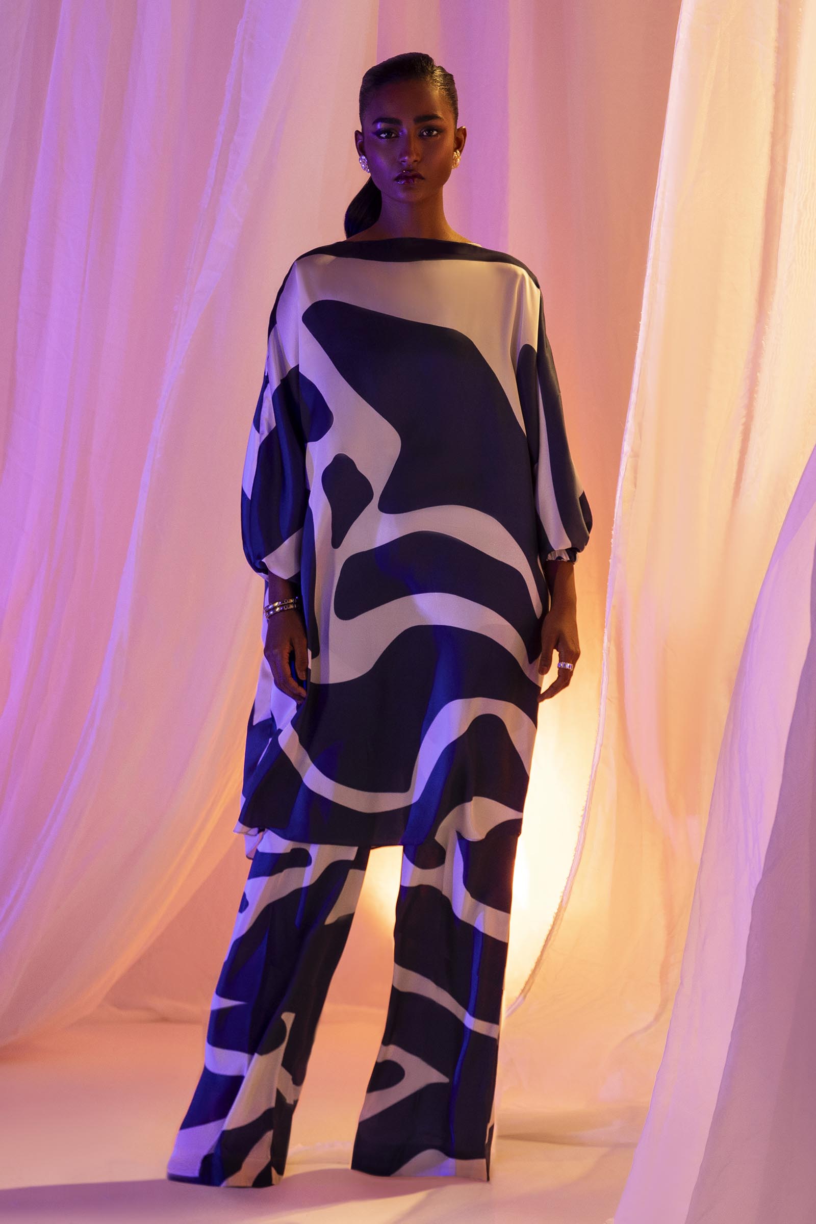 Stitched Multi Printed Shirt + Boot Cut Pant