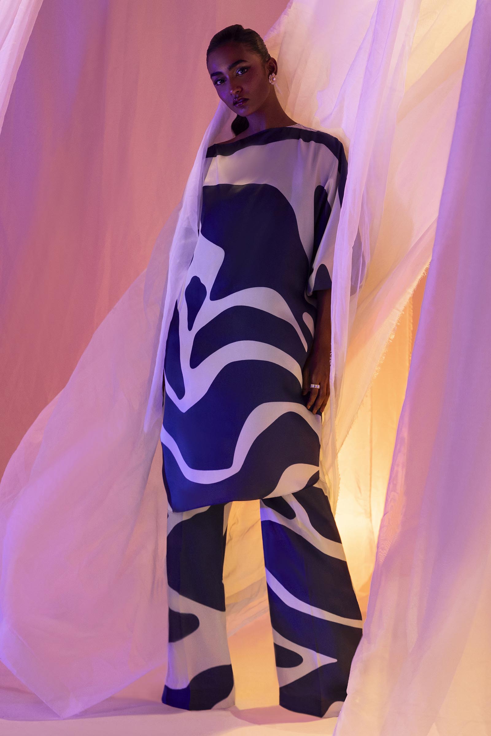 Stitched Multi Printed Shirt + Boot Cut Pant