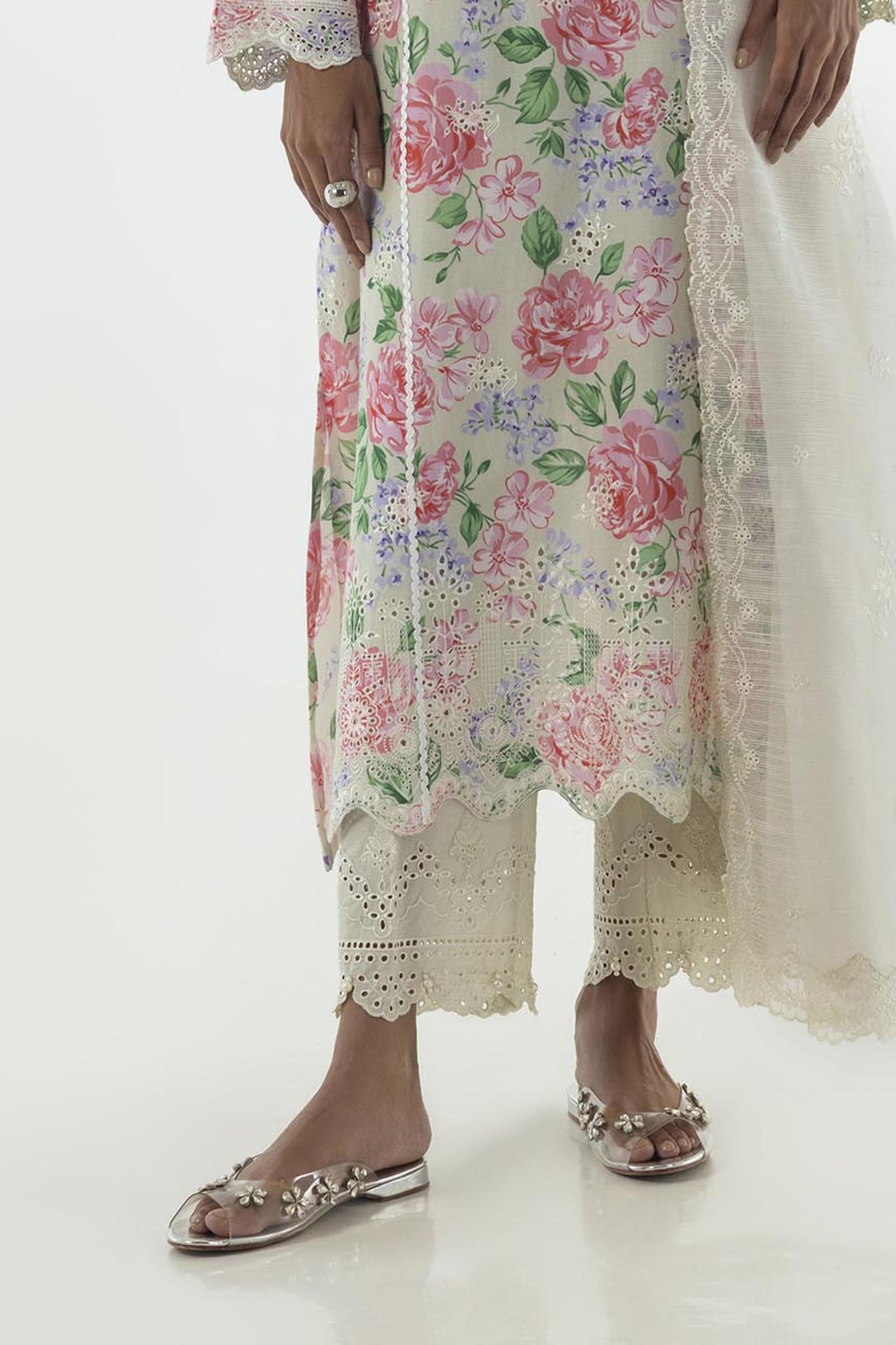 Stitched White Embroidered Culotte Secondary image