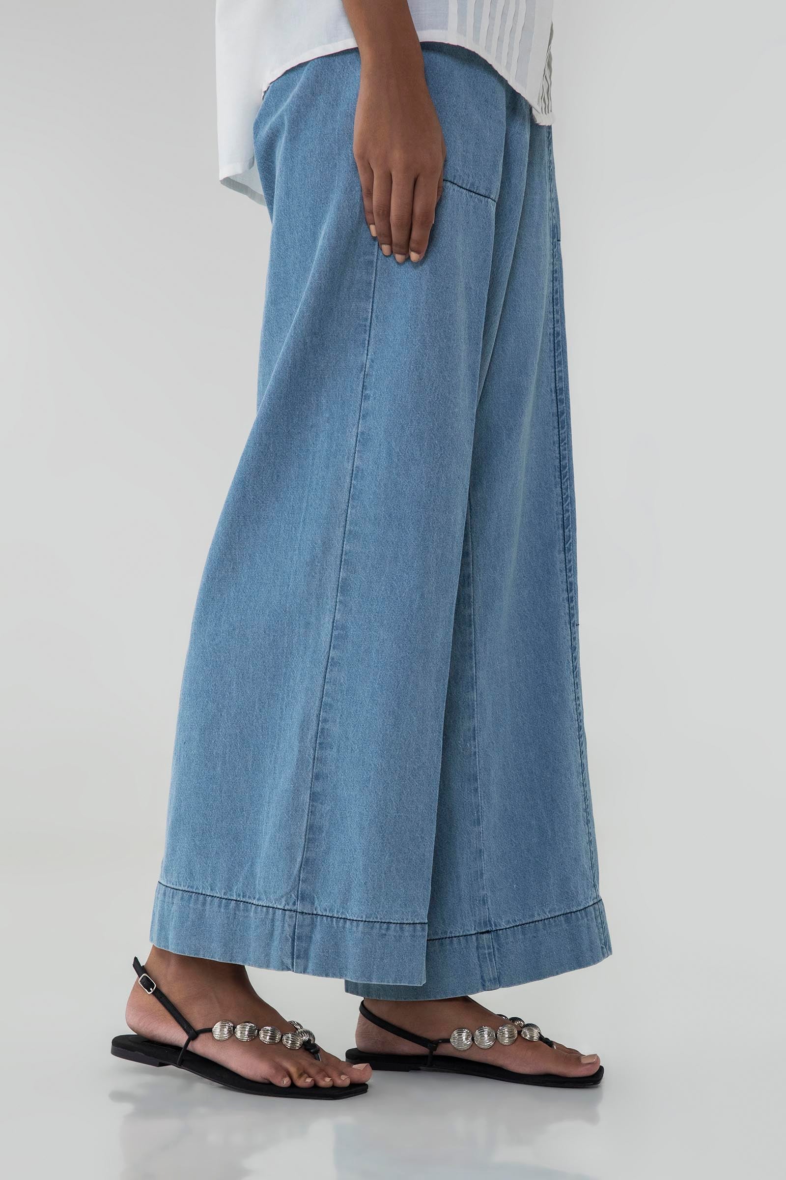 Stitched Denim Blue Pant