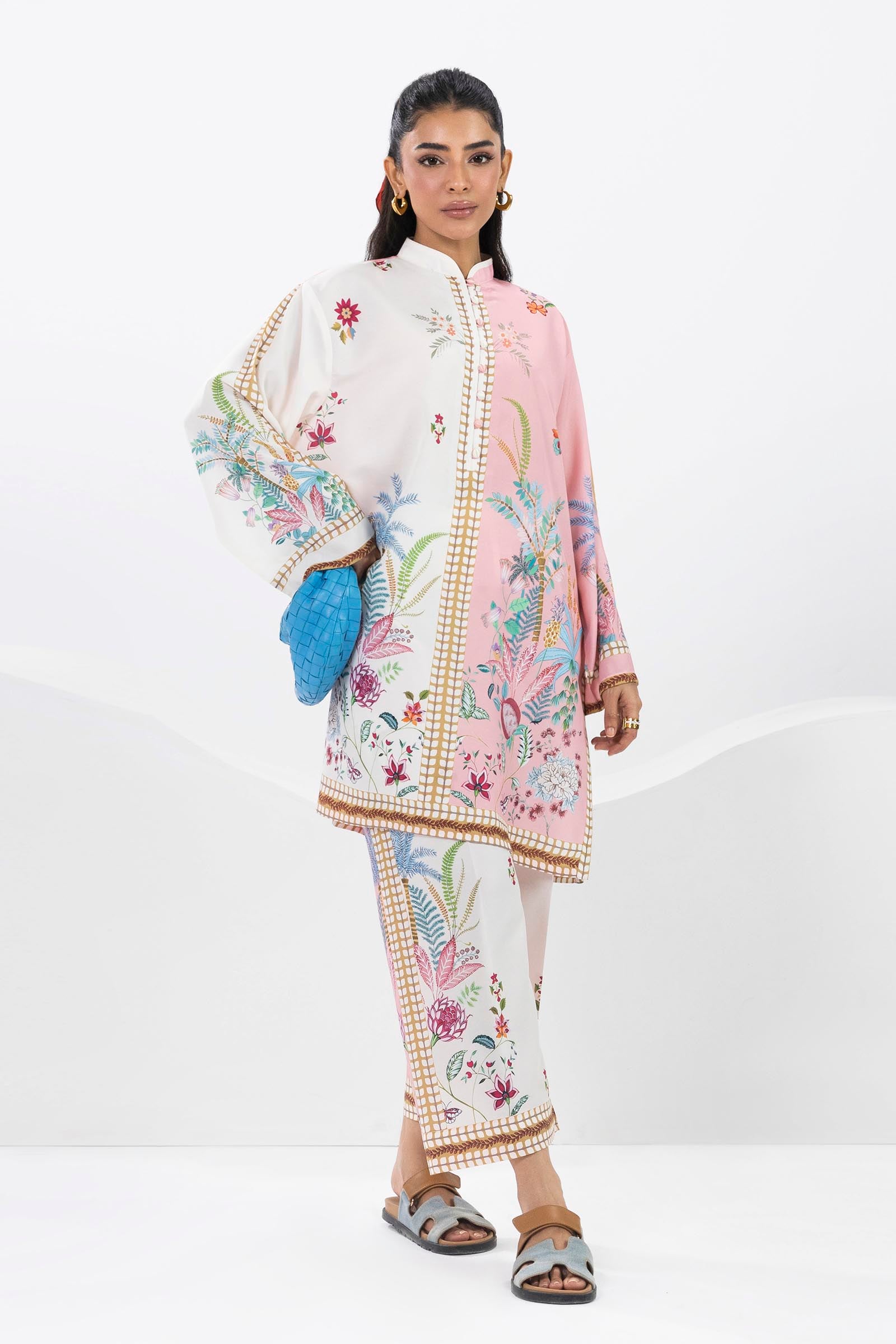 Stitched Printed Cambric Shirt + Culotte
