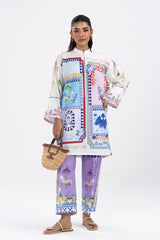 Stitched Printed Cambric Shirt + Culotte
