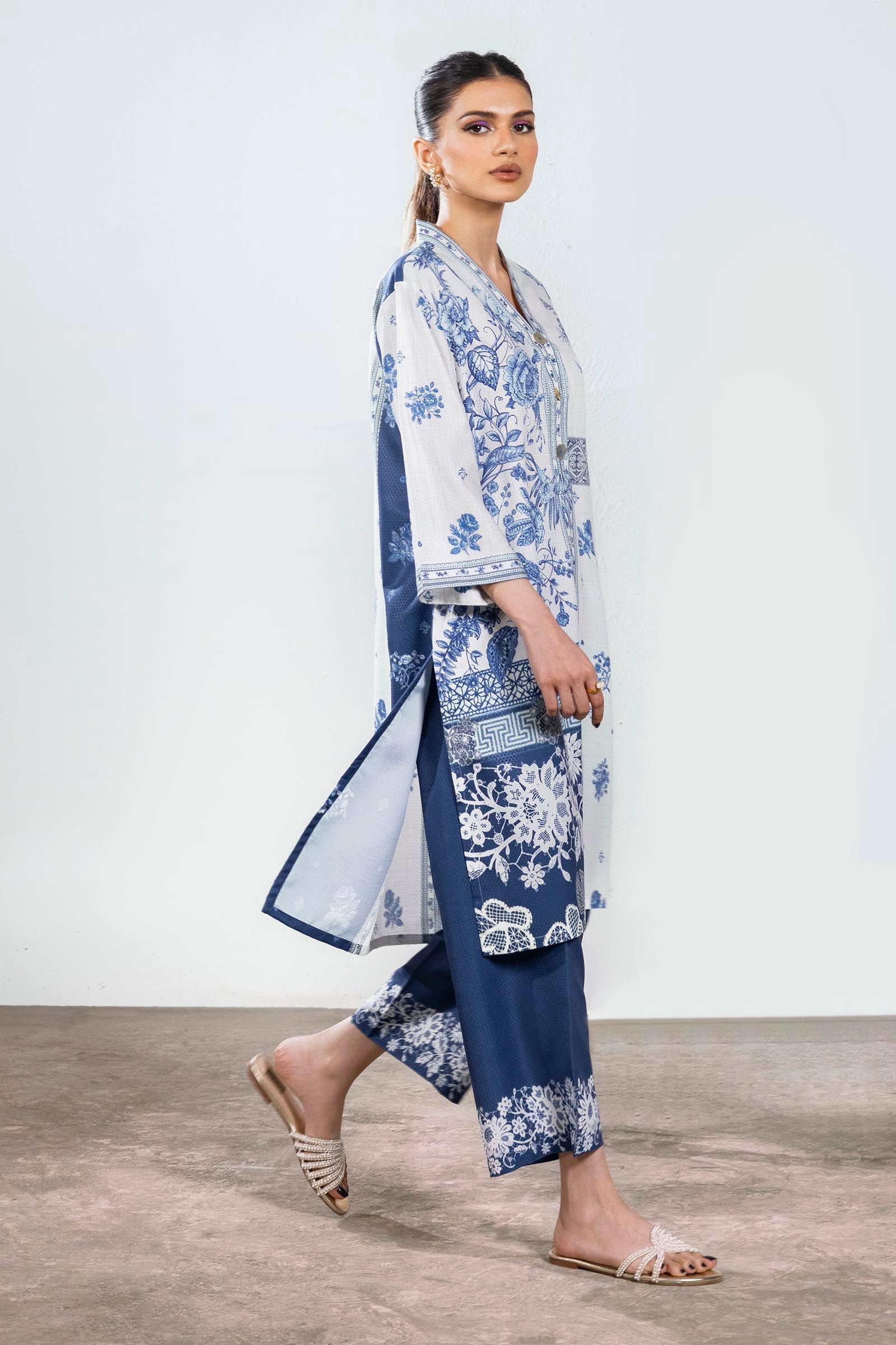 Stitched Blended Jacquard Shirt + Culotte Secondary image