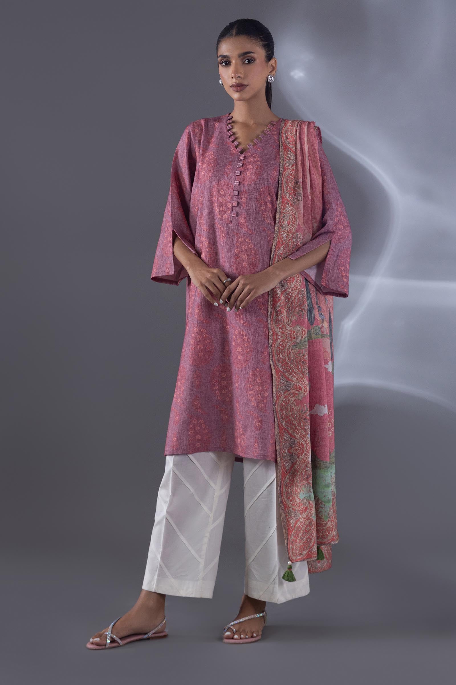 Stitched Linen Digital Printed Dupatta Secondary image