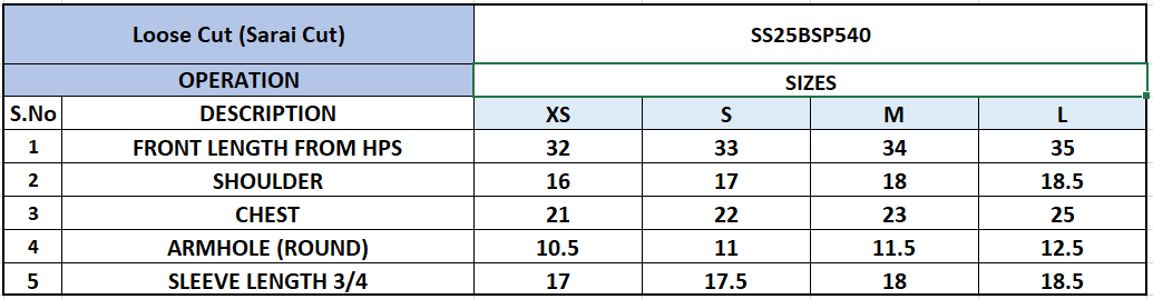 Size Chart