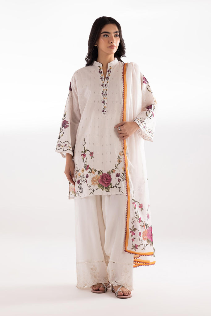 Stitched Printed Textured Shirt + Dupatta