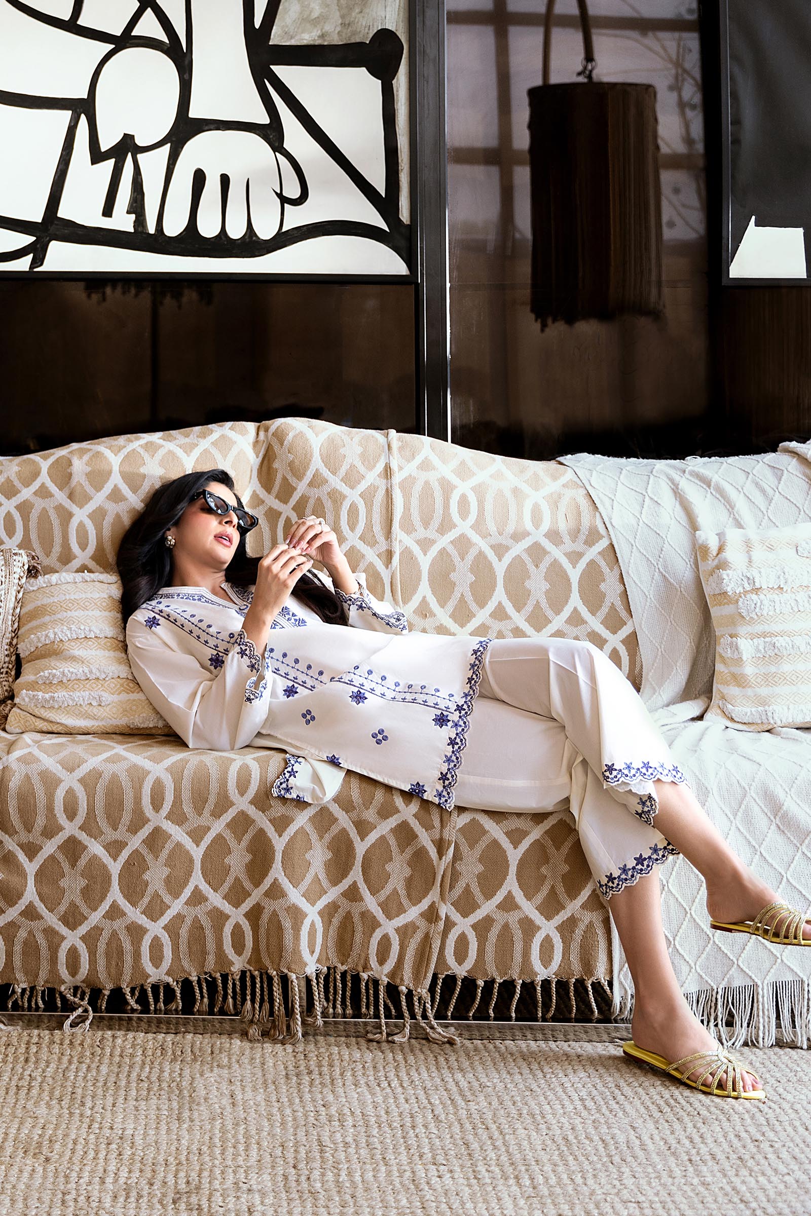 Stitched Embroidered Lawn Culotte Secondary image