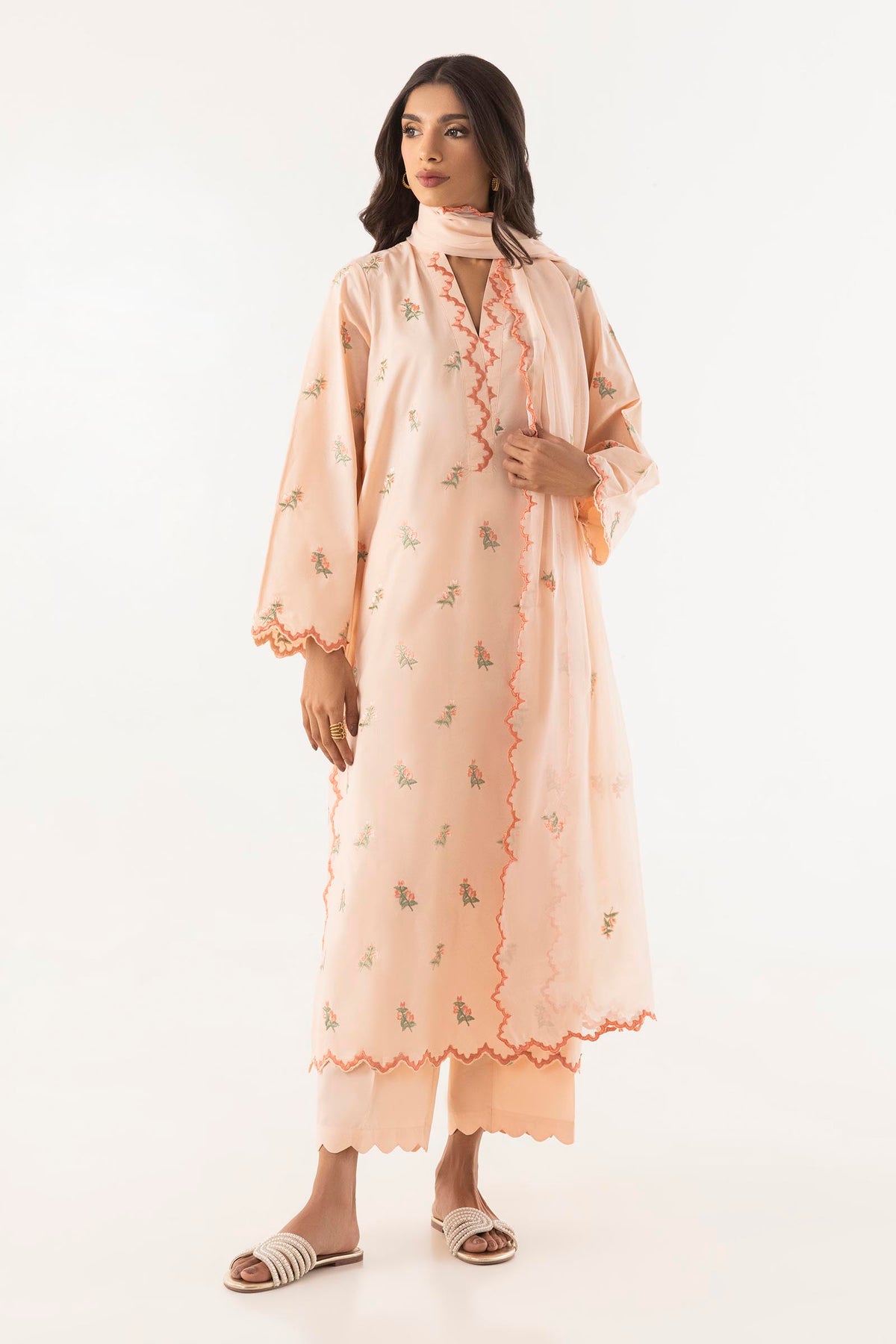 Stitched Embroidered Chiffon Dupatta