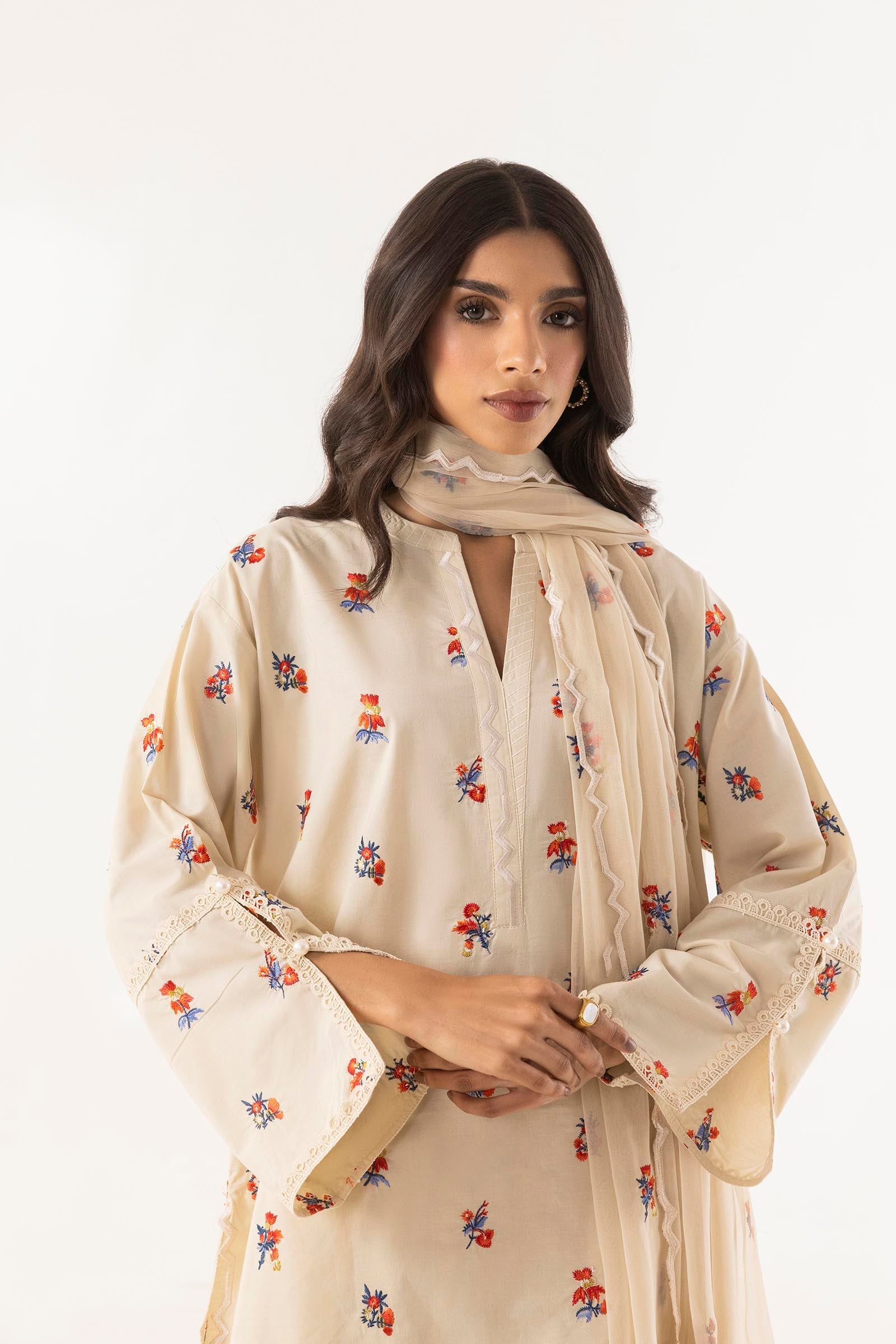 Stitched Embroidered Lawn Shirt + Shalwar + Dupatta Secondary image