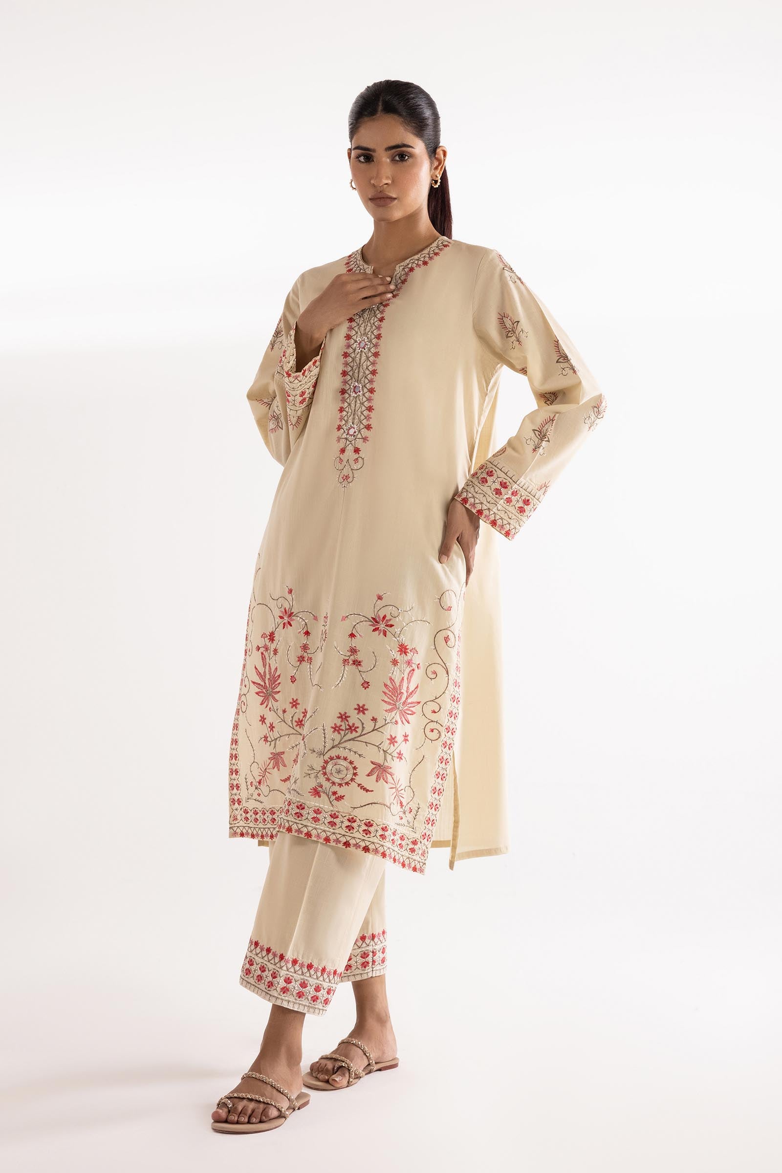 Stitched Lawn Embroidered Shirt + Culotte Main image