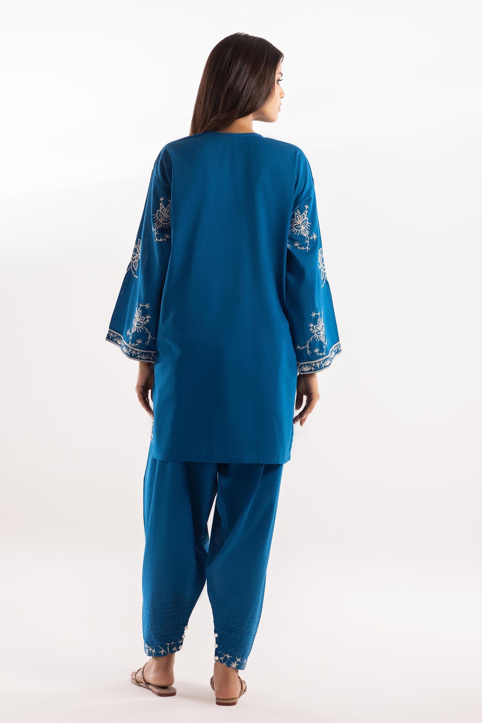 Stitched Embroidered Lawn Skinny Shalwar Secondary image