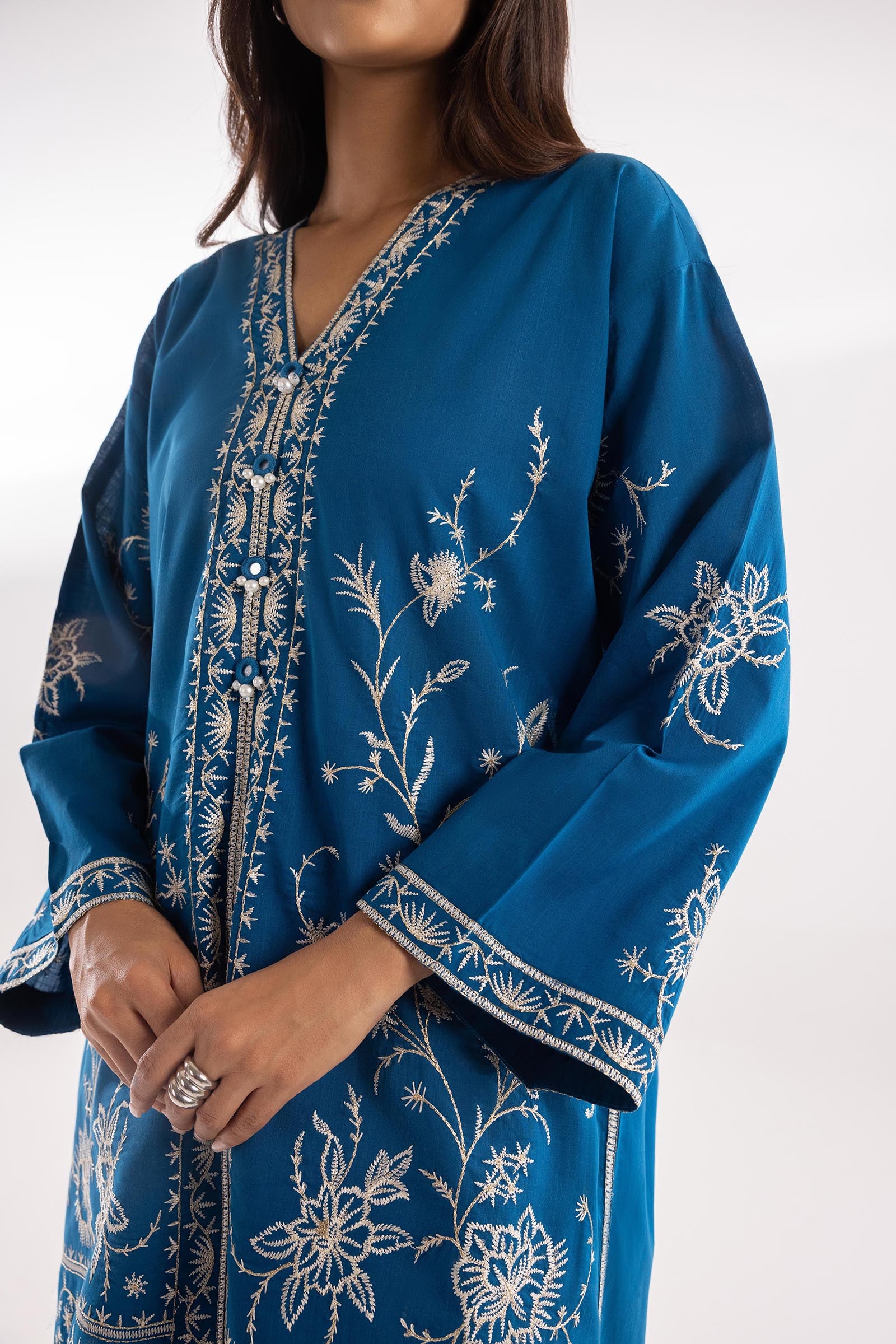 Stitched Embroidered Lawn Shirt + Shalwar Secondary image