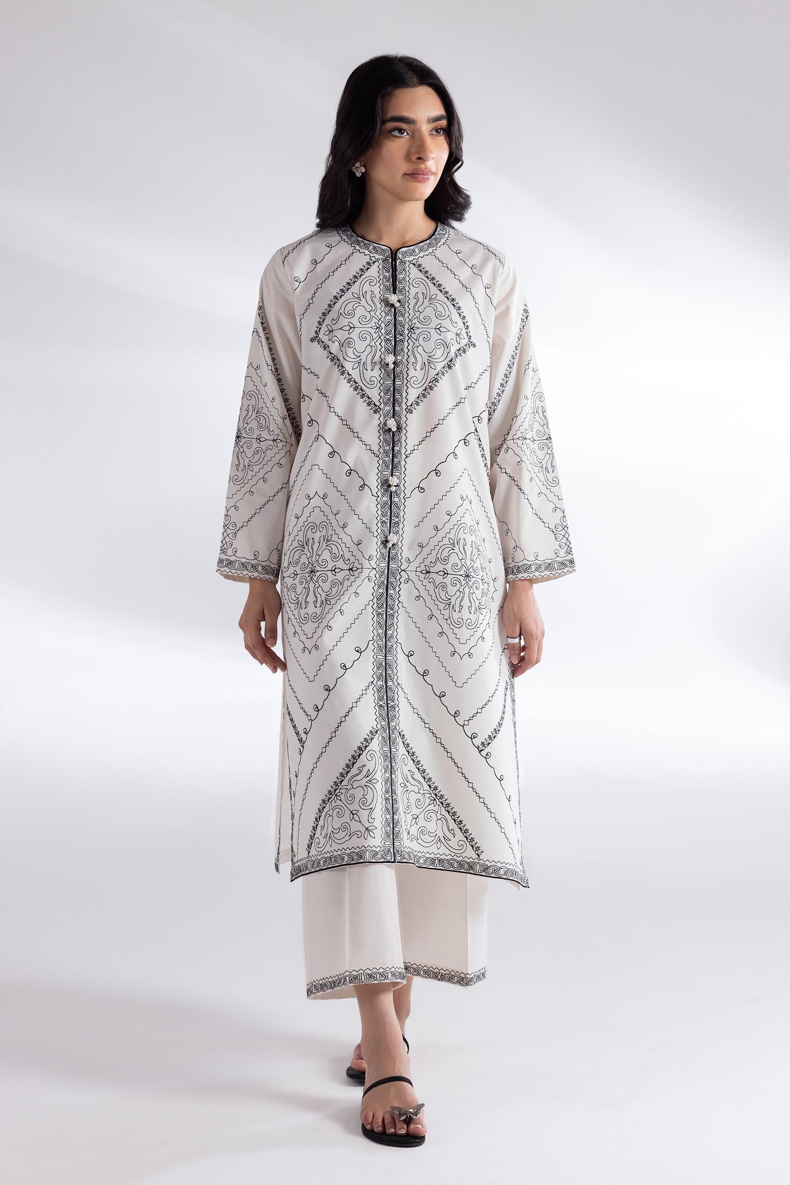 Stitched Lawn Embroidered Shirt + Culotte Main image