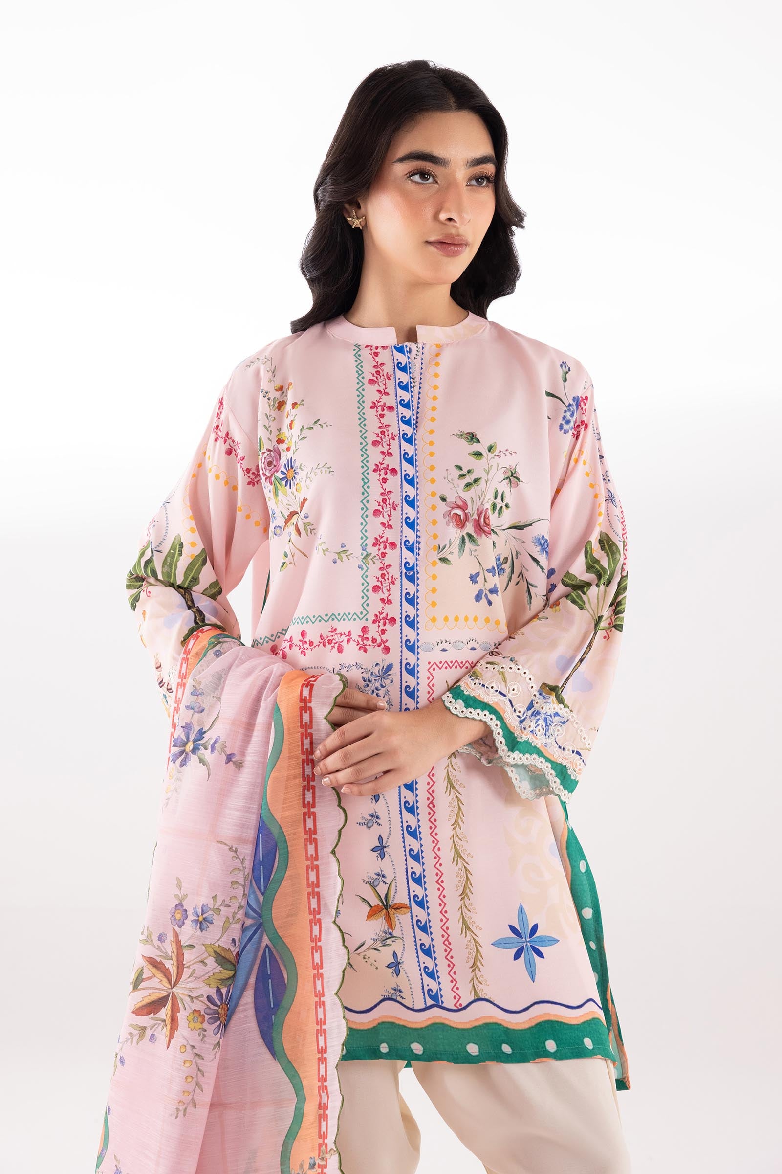 Stitched Embroidered Cambric Shirt