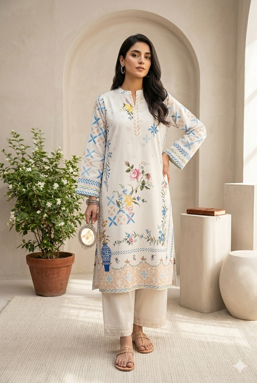 Stitched Cambric Embroidered Shirt Main image