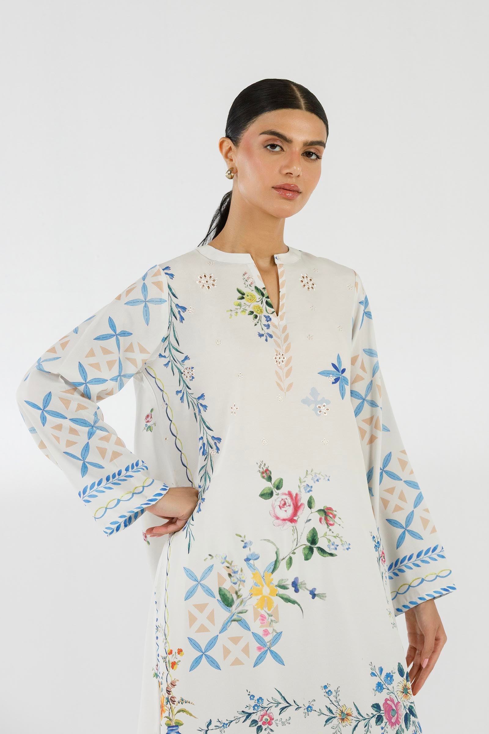Stitched Cambric Embroidered Shirt Secondary image