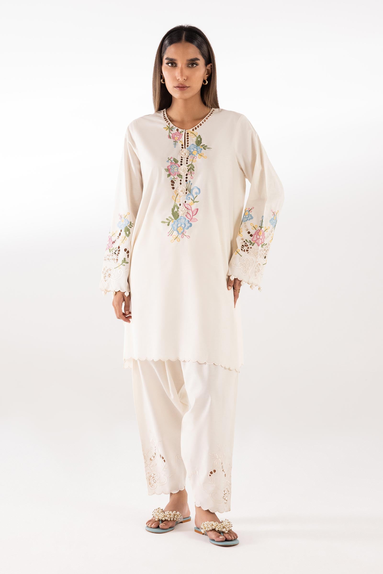 Stitched Embroidered Lawn Shirt + Shalwar Main image