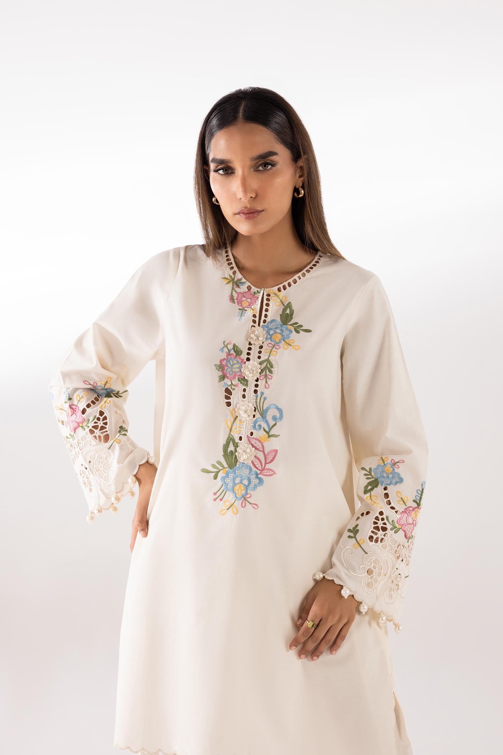 Stitched Embroidered Lawn Shirt + Shalwar Secondary image
