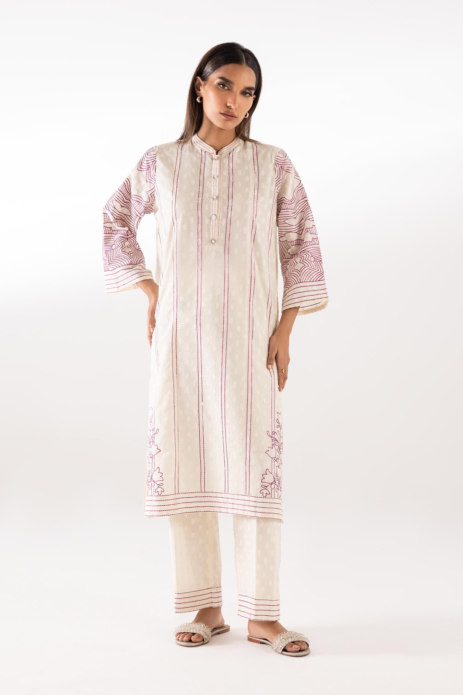 Stitched Embroidered Jacquard Shirt + Culotte Main image