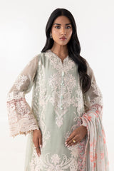 Stitched Embroidered Cotton Shirt + Shalwar + Dupatta