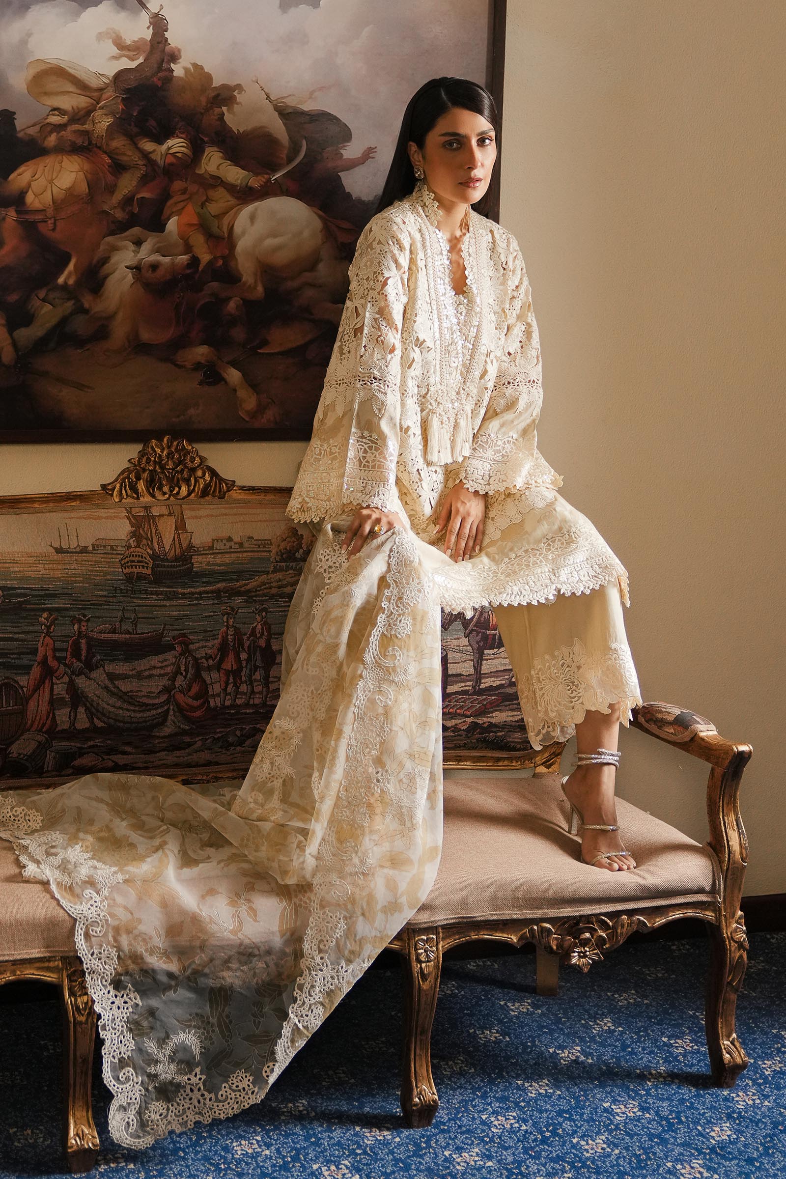 Stiched Raw Silk Shirt + Culotte + Dupatta Secondary image